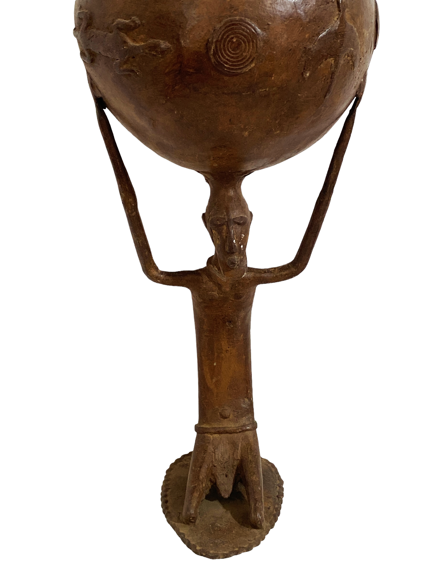 # 4990 LG African Dogon Mali Ceremonial Bronze Bowl 27" H