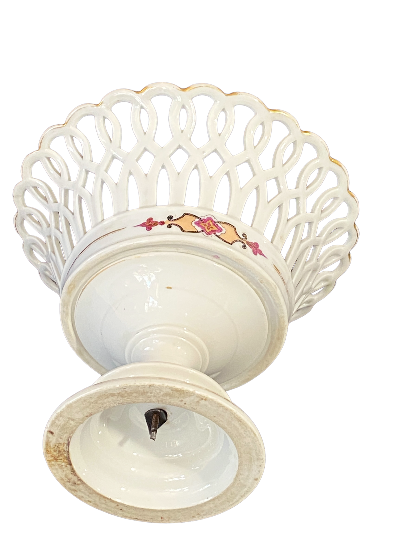 # 5040 Paris Porcelain and Parcel Gilt Reticulated Compote or Fruit Basket