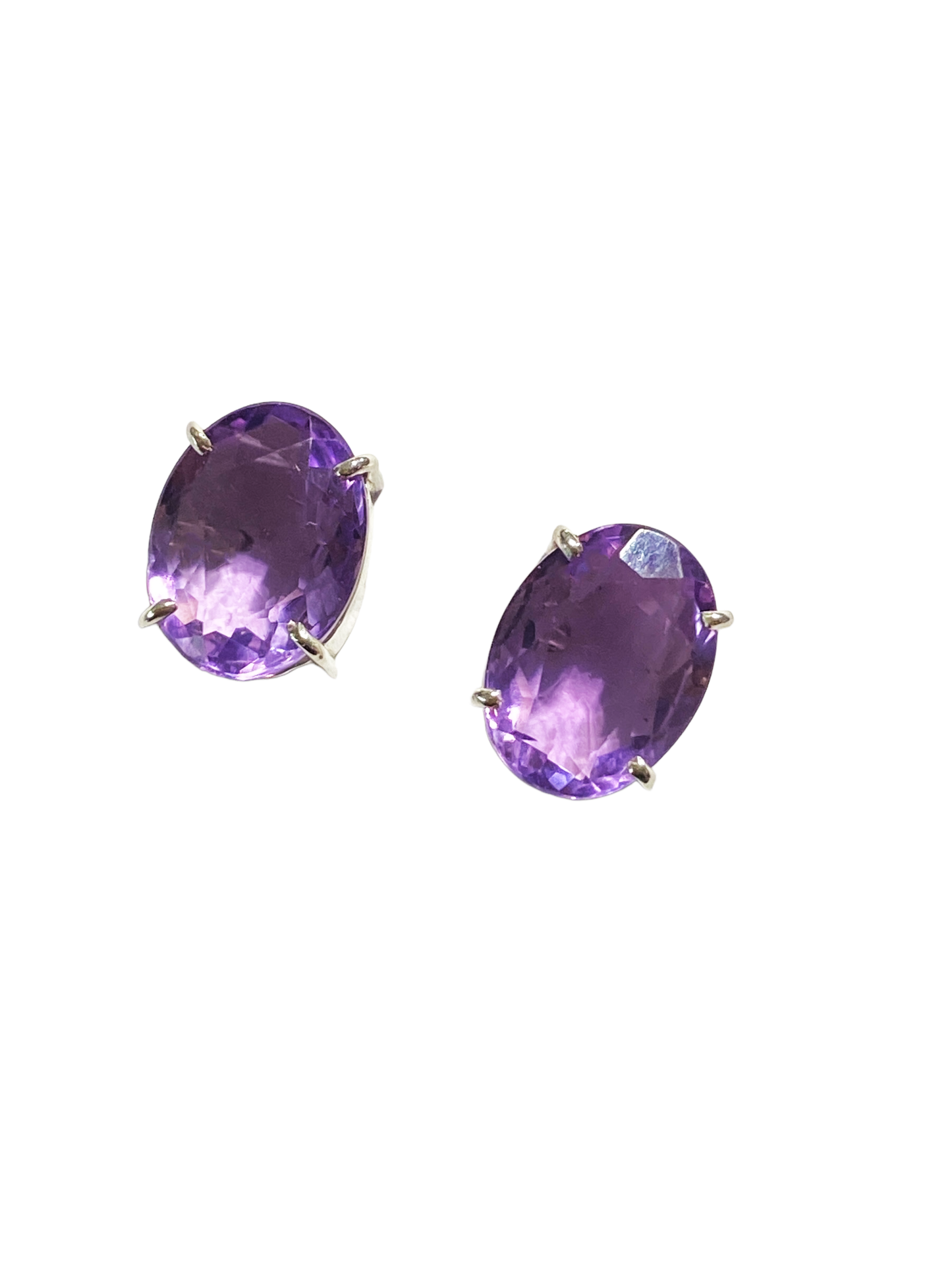 #5053 Custom Made Sterling silver Genuine Brazilian Amethyst Studs