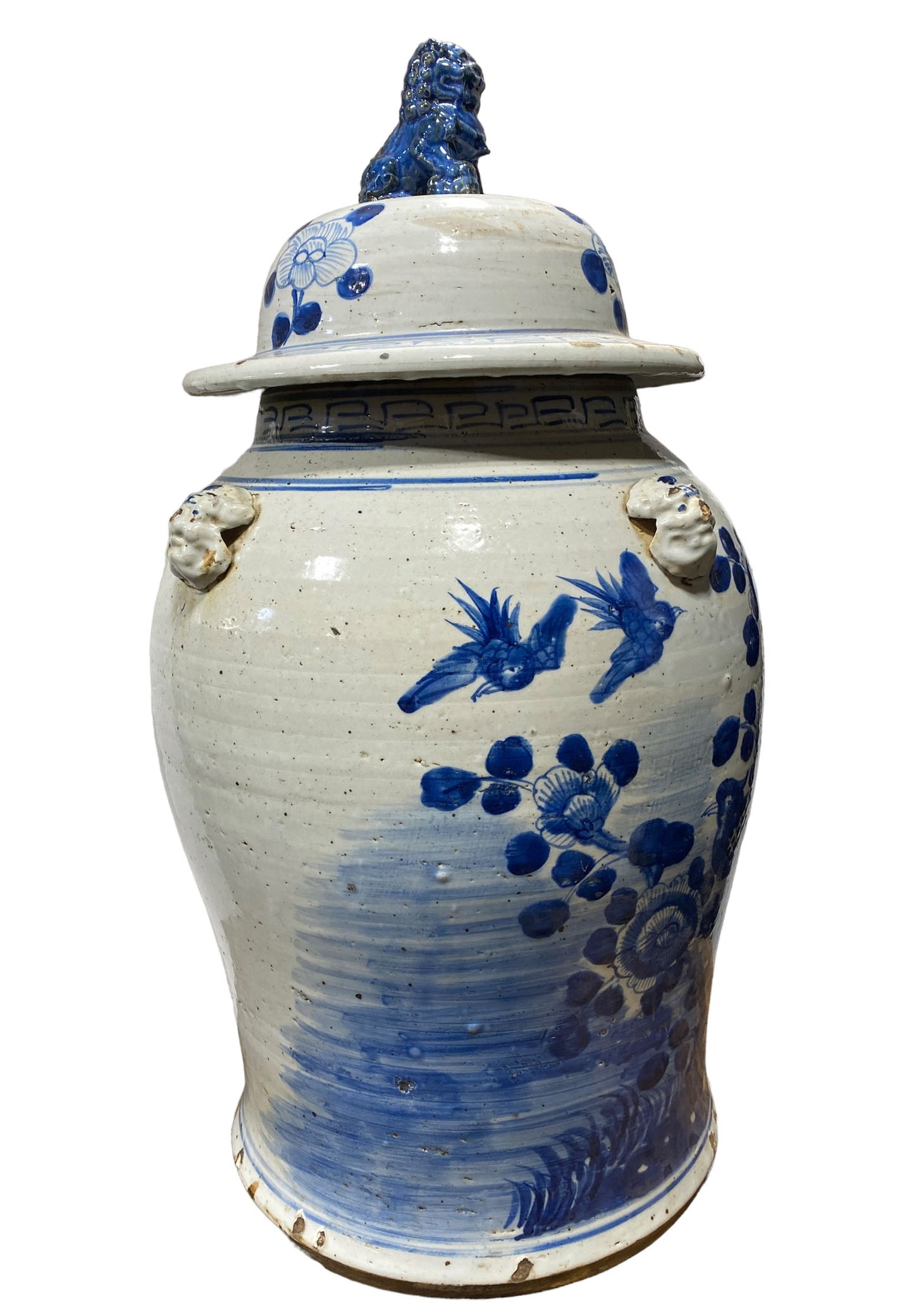 #248A Lg Chinoiserie Blue & White Porcelain Ginger Jar, 24" H
