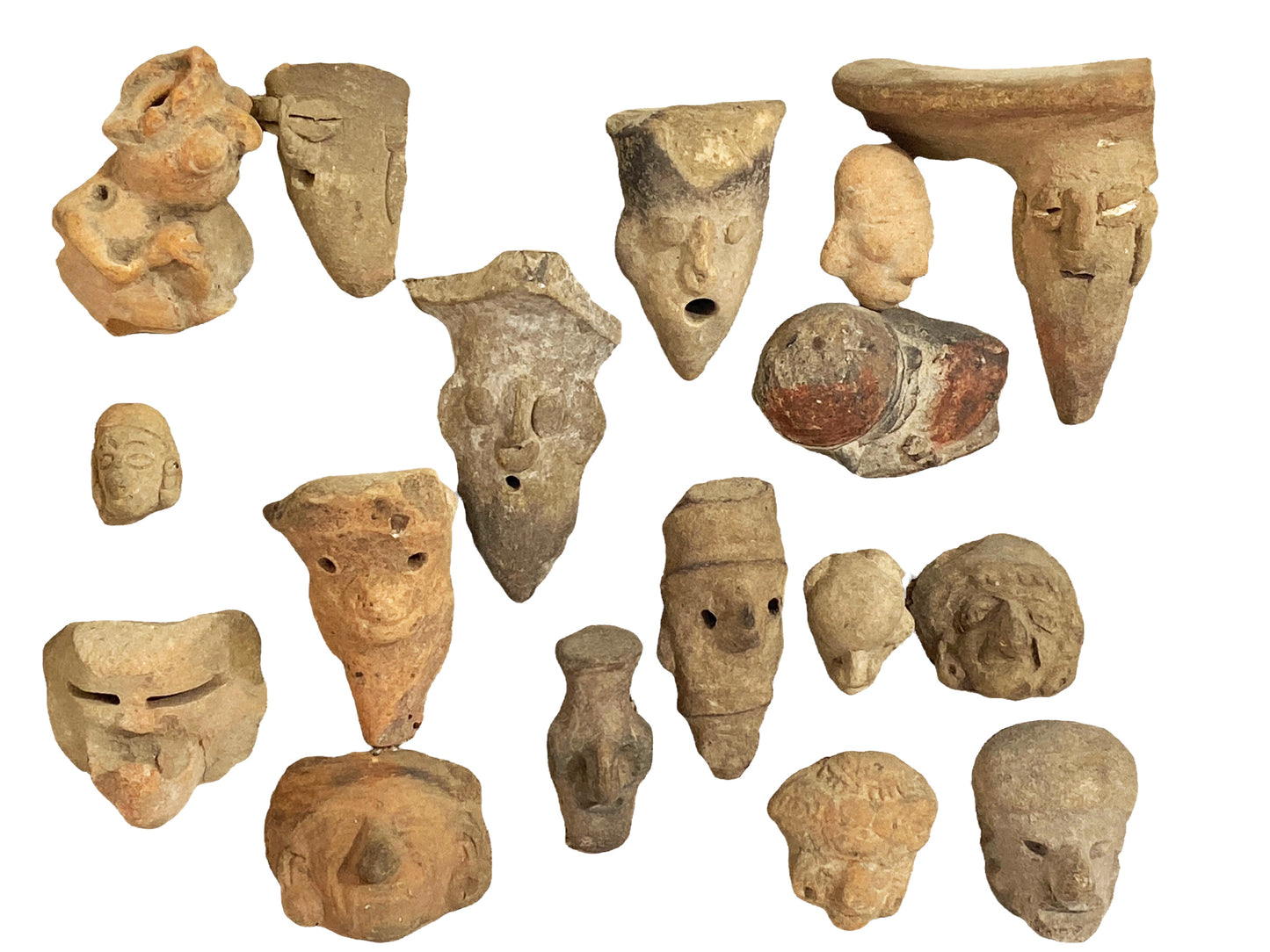 #4635 Rare Pre-Columbian Mounted Pottery 17 Fragments