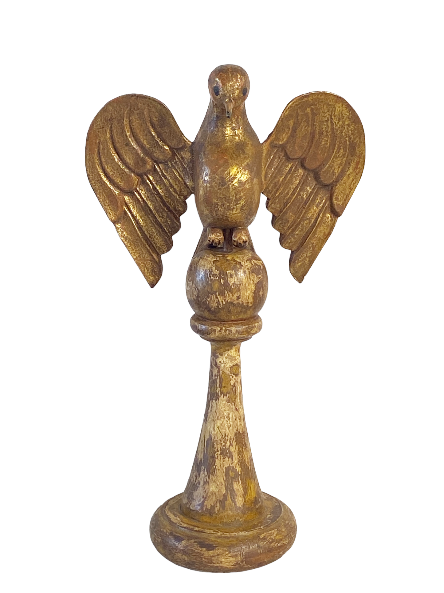 #4952 European Carved Wood Bird Sculpture on Finial 19" H