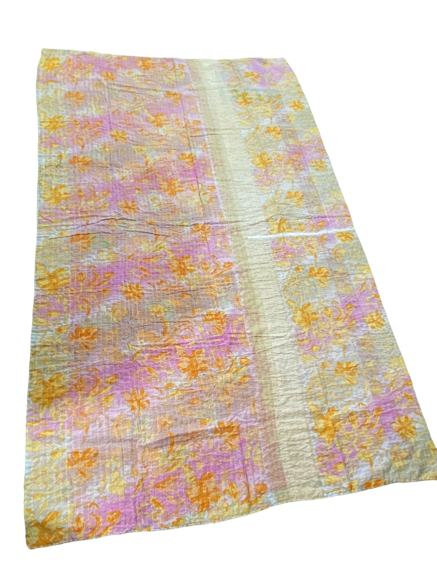 # 5324 Vintage Indian CottonThrow Kantha Quilt 89" by 56"