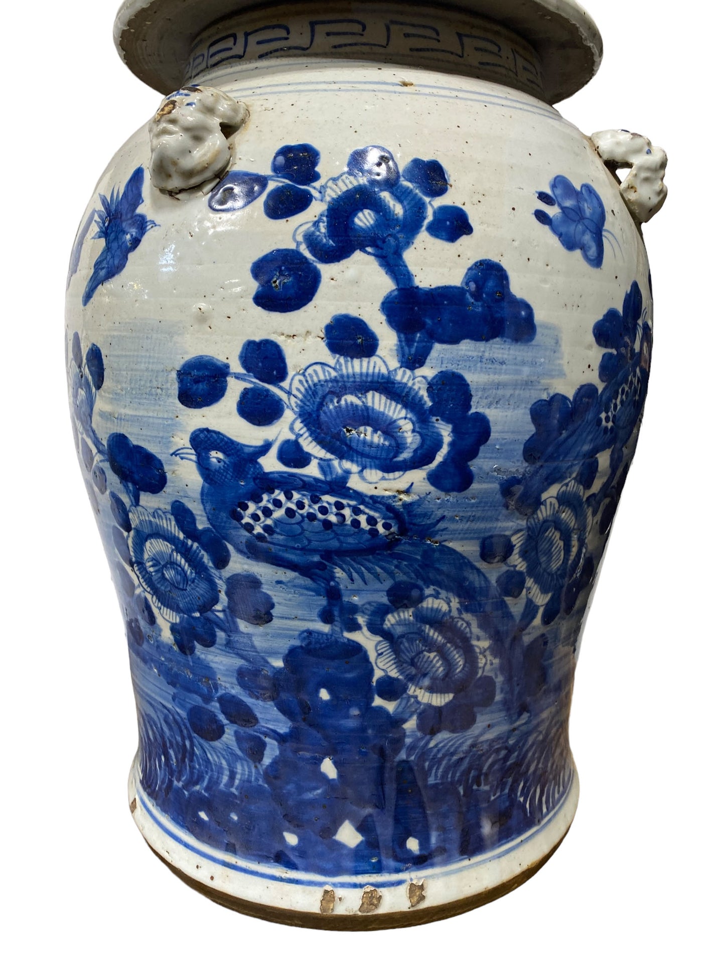#248A Lg Chinoiserie Blue & White Porcelain Ginger Jar, 24" H