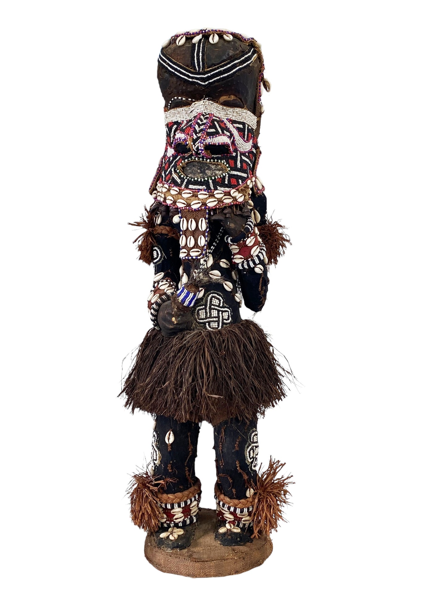 # 5469 Rare Royal Kuba Mukenga Beaded  Bird Dancing sculpture Congo Africa 32" H