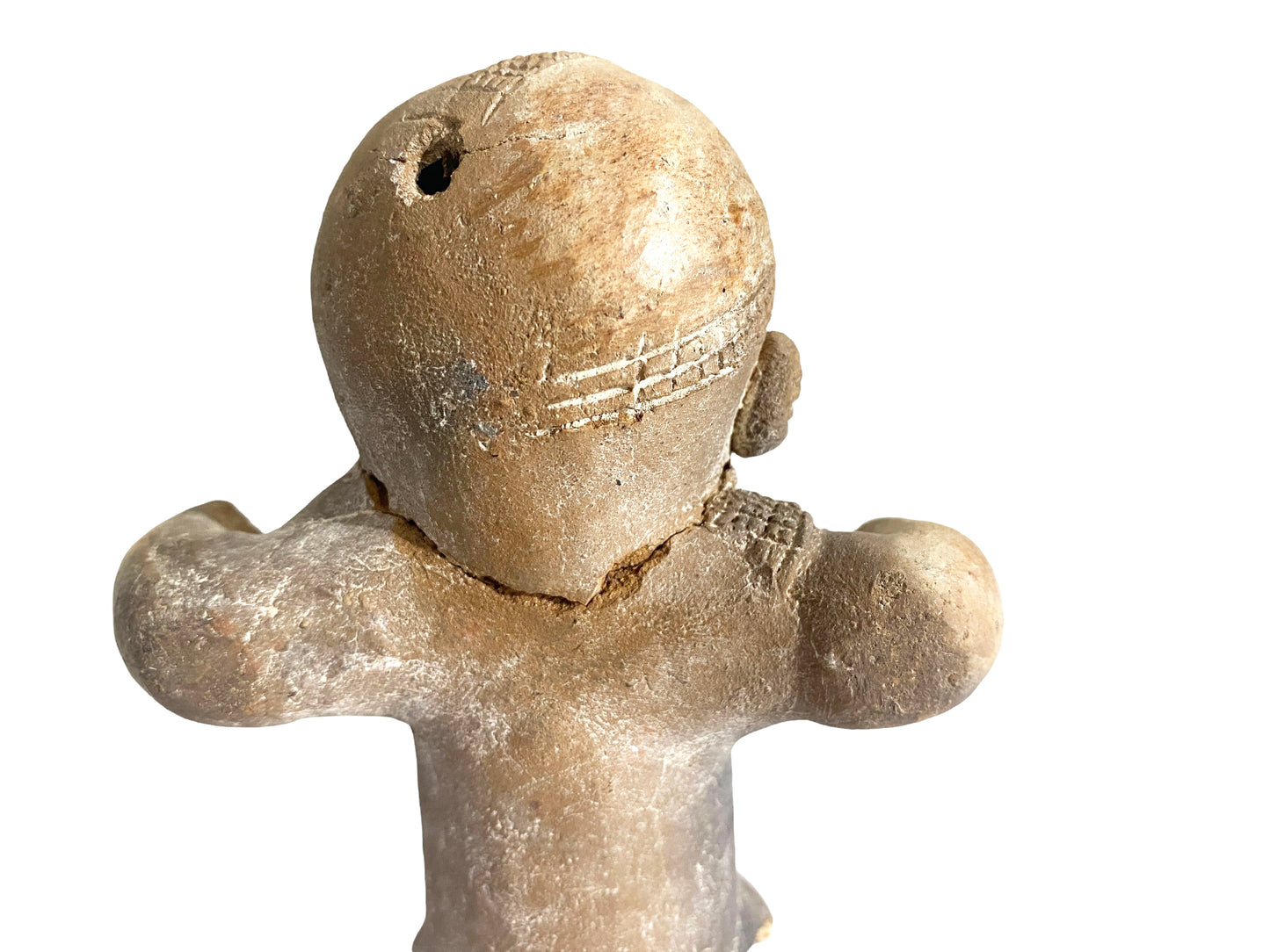 #4611 Rare Pre-Columbian - Jama Coaque Male Figure W/Helmet