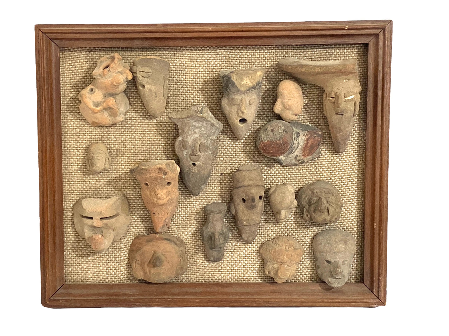 #4635 Rare Pre-Columbian Mounted Pottery 17 Fragments