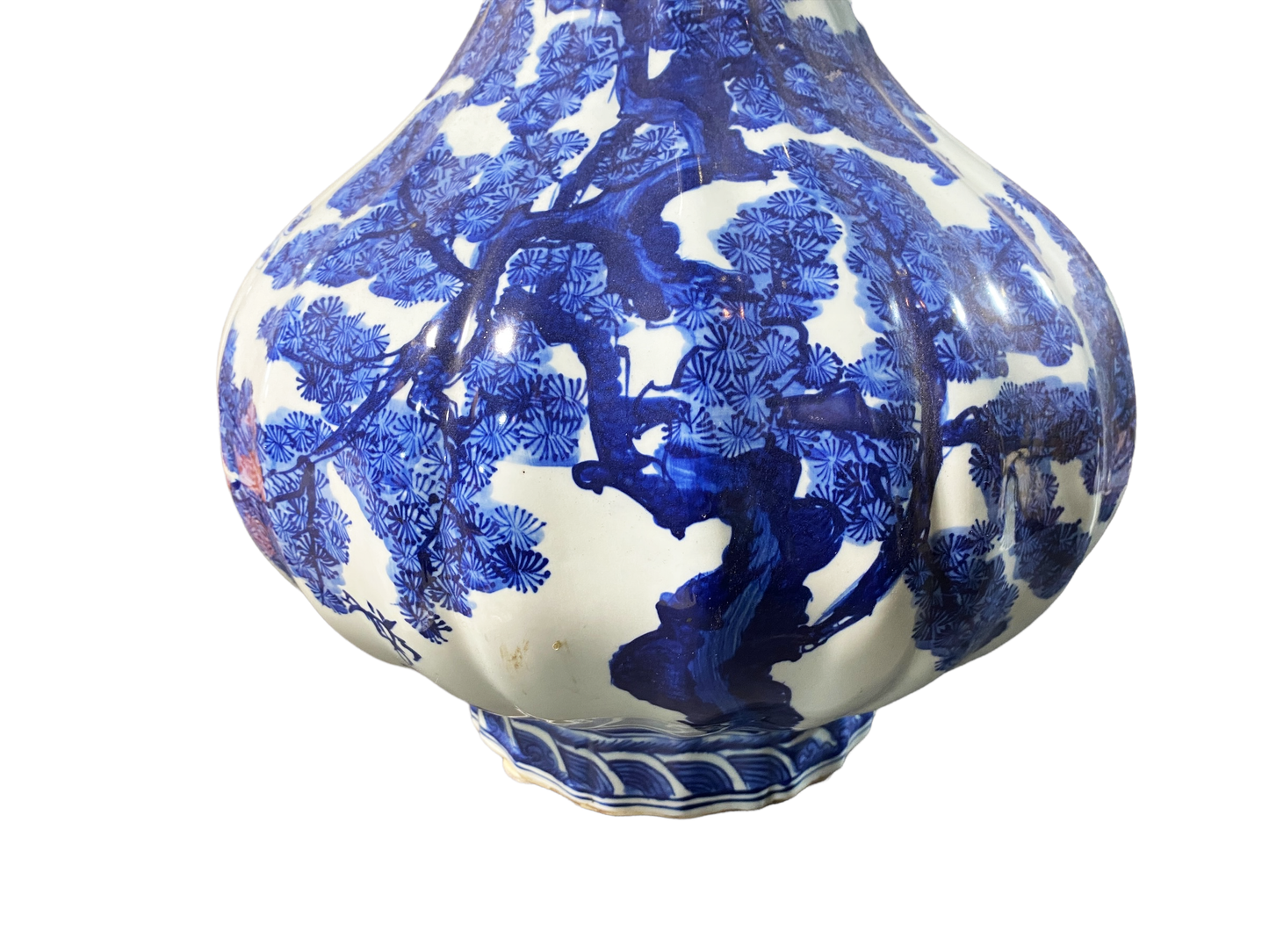 #2175 Chinoiserie Porcelain Blue & White Onion Shape Vase