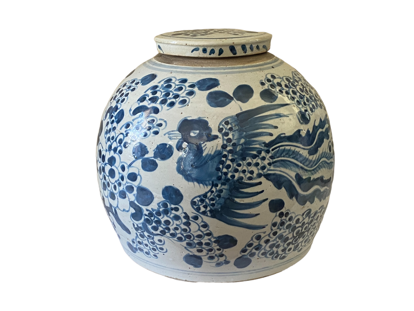 #3791 Chinoiserie Blue & White Porcelain Ginger Jar 11" H