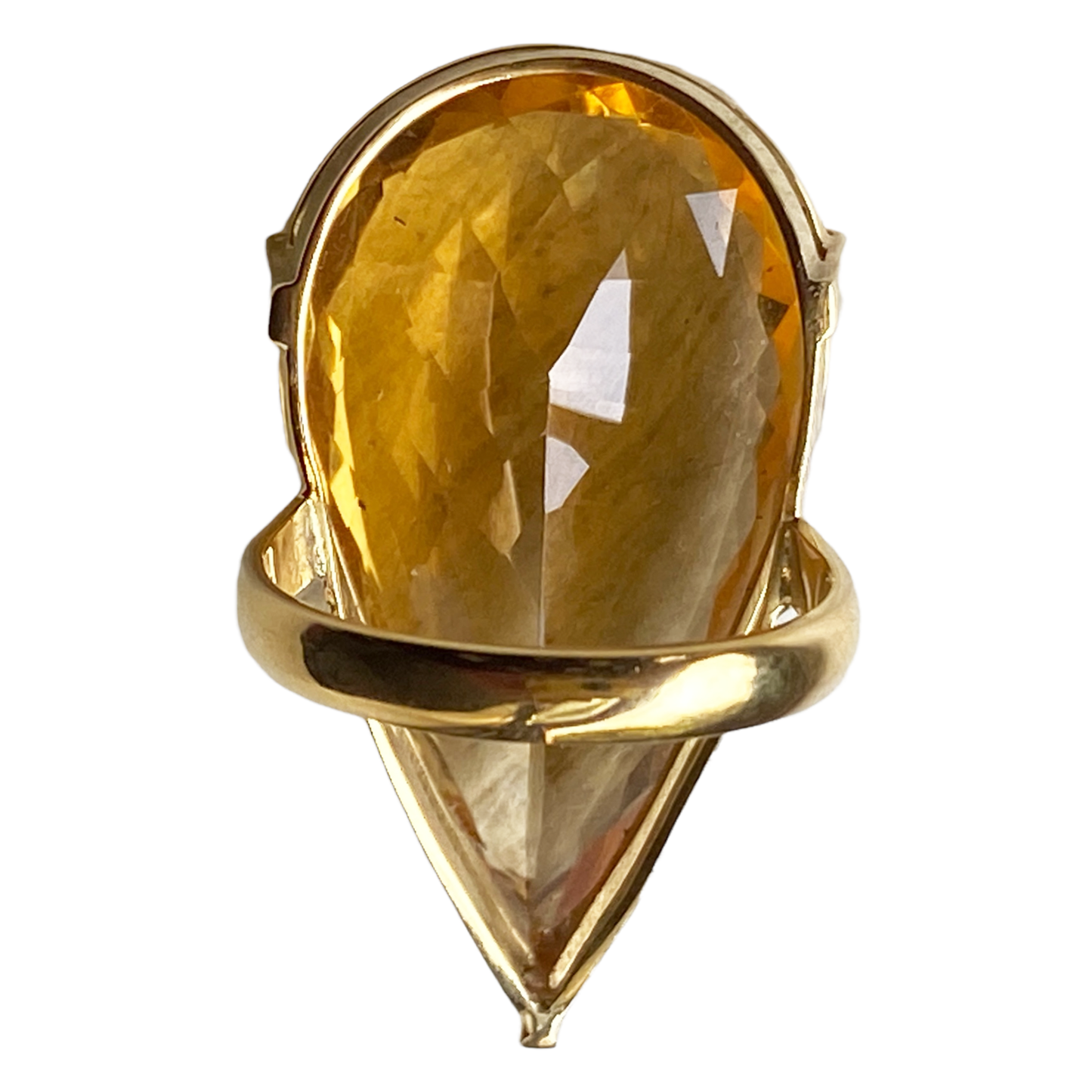 #2217 18K Gold Pear shaped Brazilian Citrine Quartz /Diamond Ring