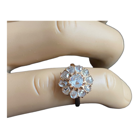 #4867  14K Yellow Gold Rose Cut Diamond Ring size 5 3/8