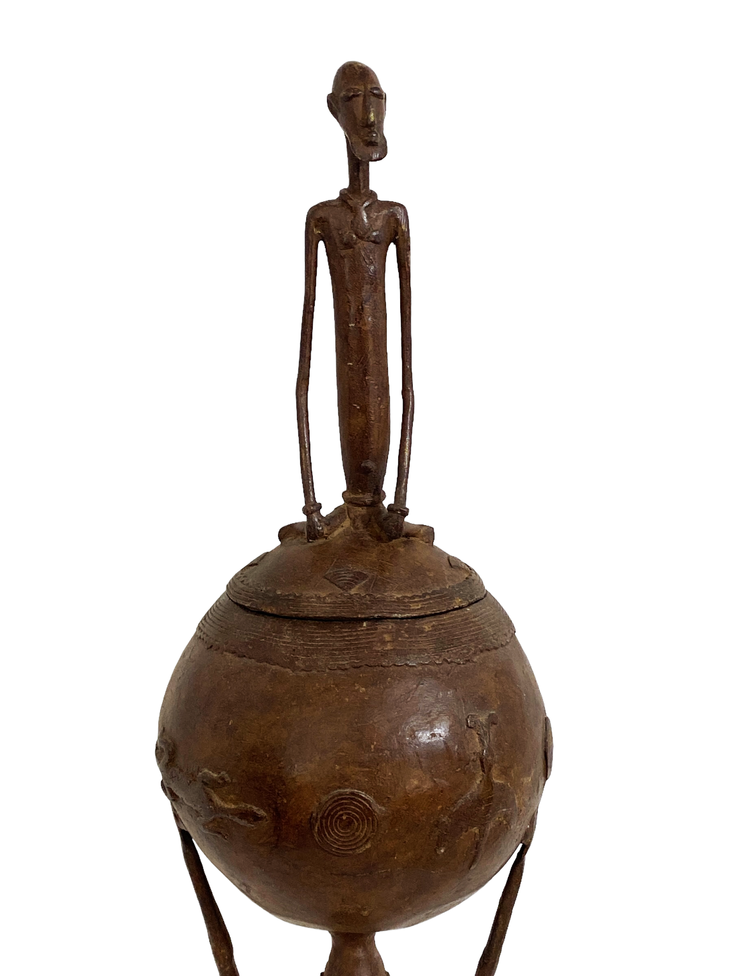 #5014 LG  African Dogon  Mali Ceremonial Bronze Bowl 27" H