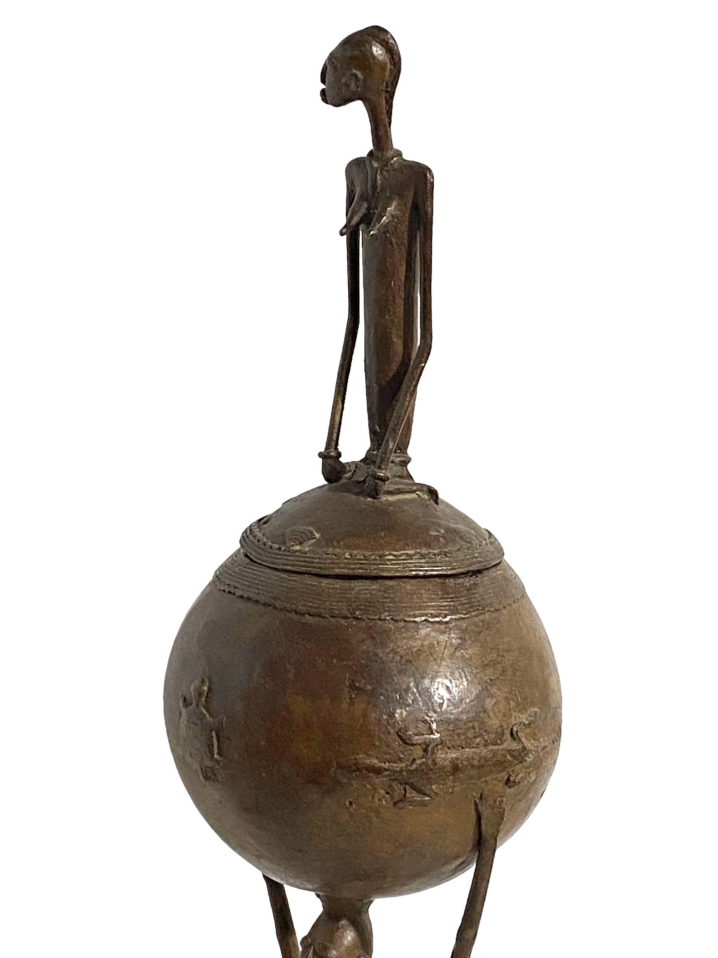 #5014 LG  African Dogon  Mali Ceremonial Bronze Bowl 27" H