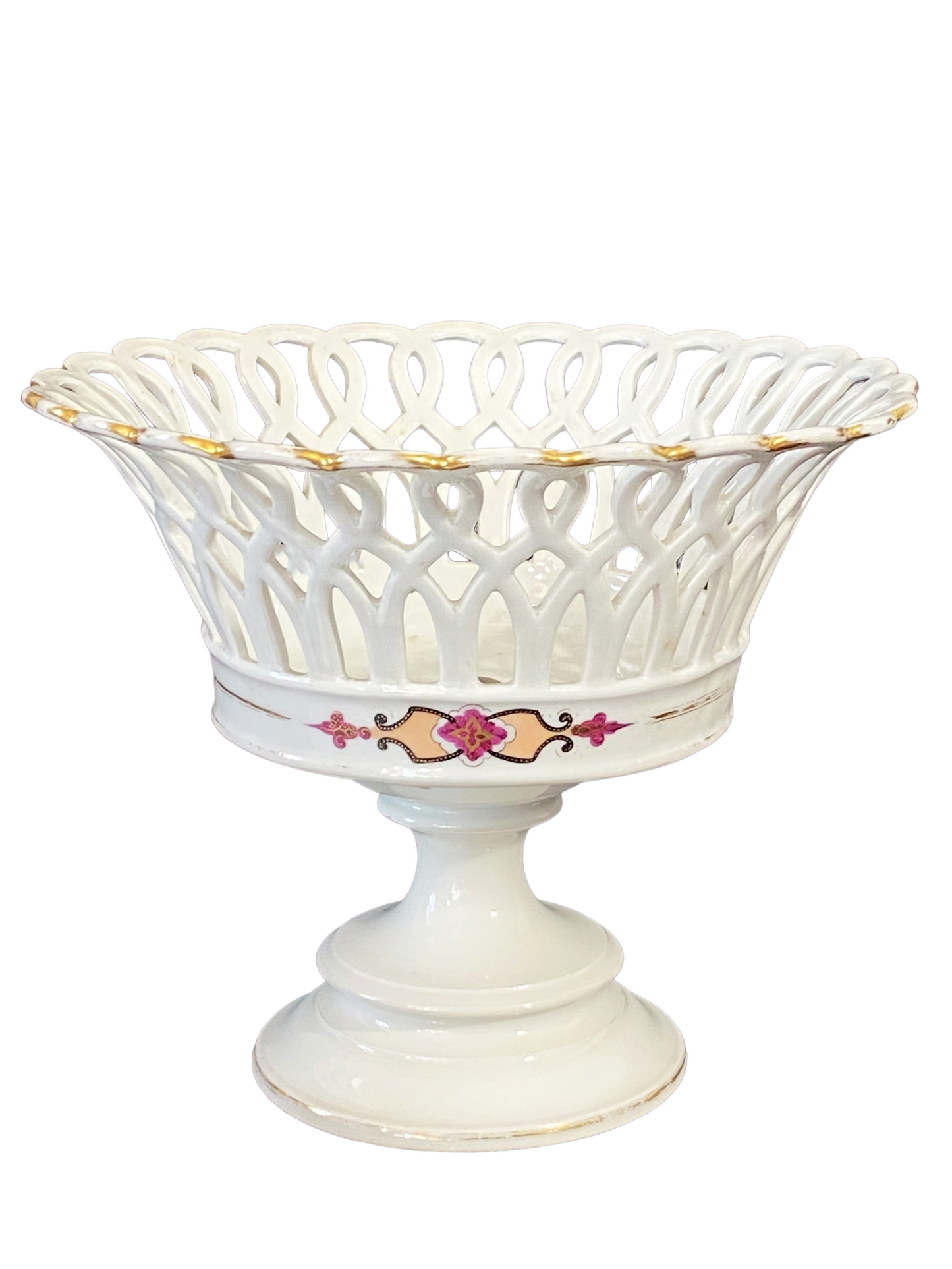 # 5040 Paris Porcelain and Parcel Gilt Reticulated Compote or Fruit Basket