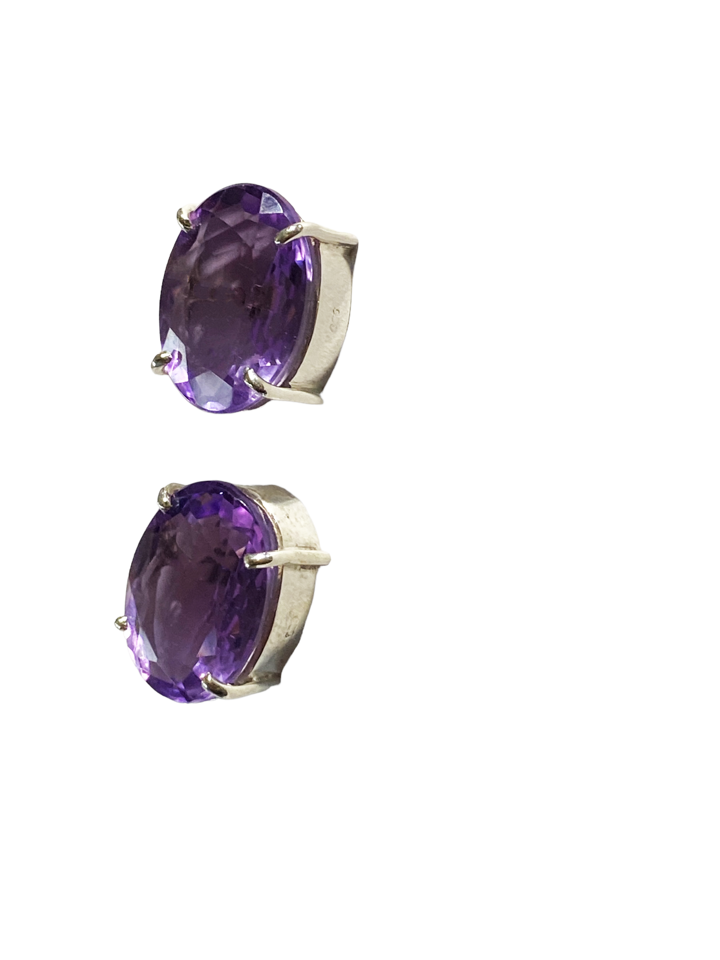 #5053 Custom Made Sterling silver Genuine Brazilian Amethyst Studs