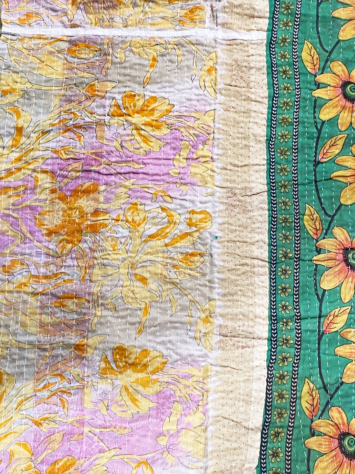# 5324 Vintage Indian CottonThrow Kantha Quilt 89" by 56"