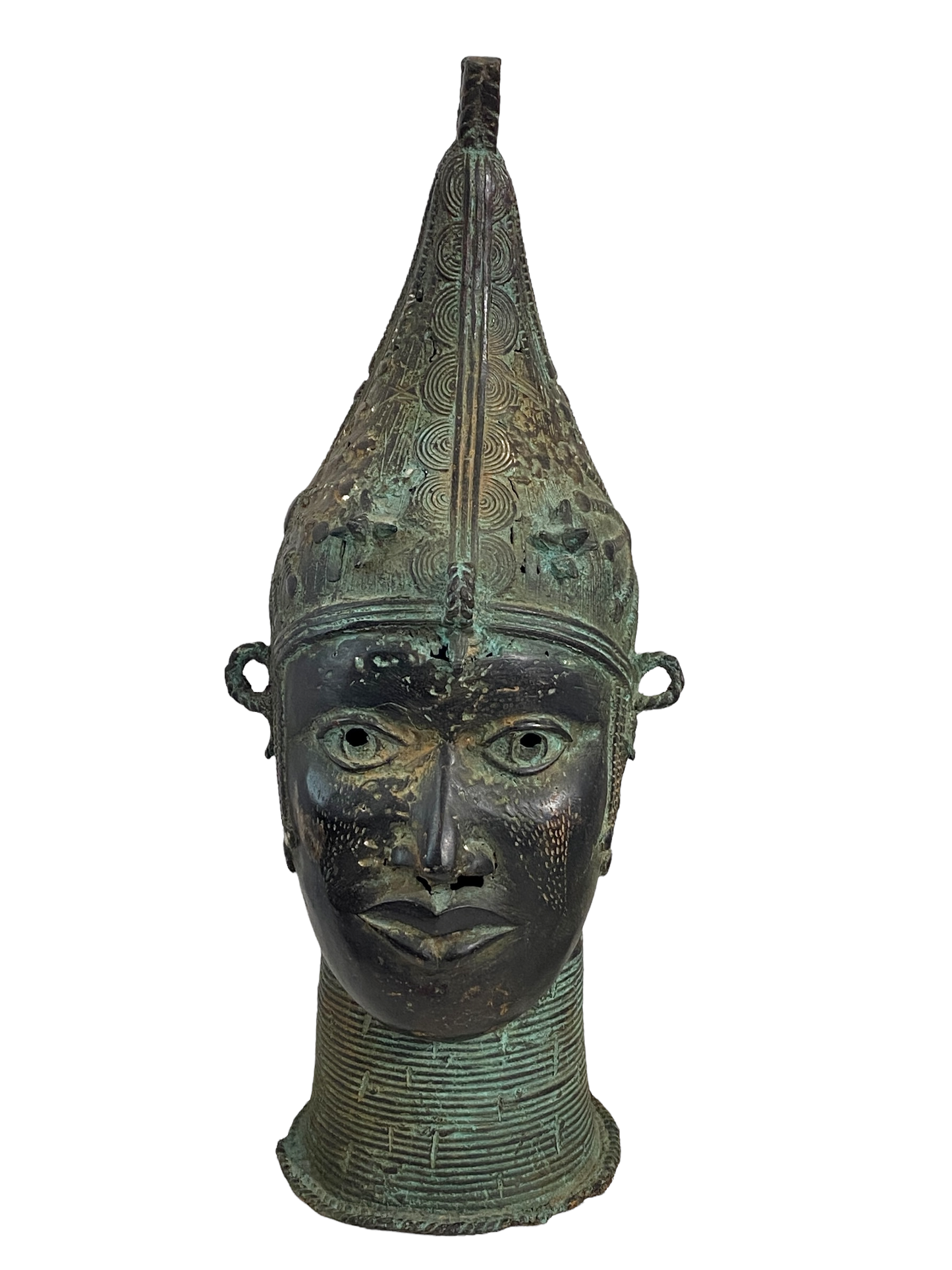 #4184 Large Benin Bronze Head of a Queen Nigeria 20" H