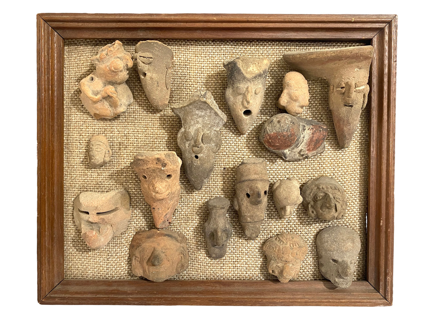 #4635 Rare Pre-Columbian Mounted Pottery 17 Fragments