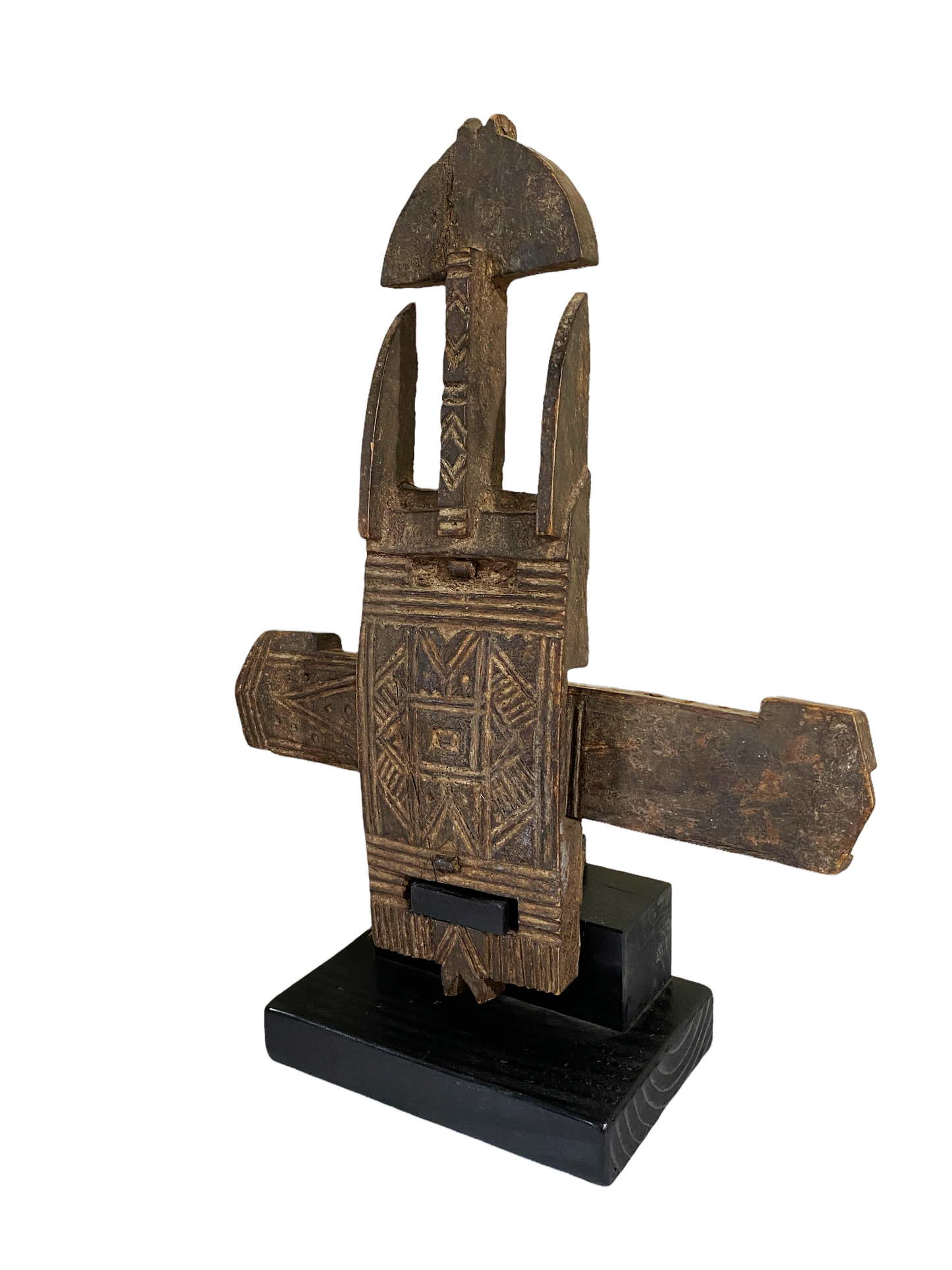 #1405 Rare Old African Dogon Door Lock On stand Mali 19.75" H
