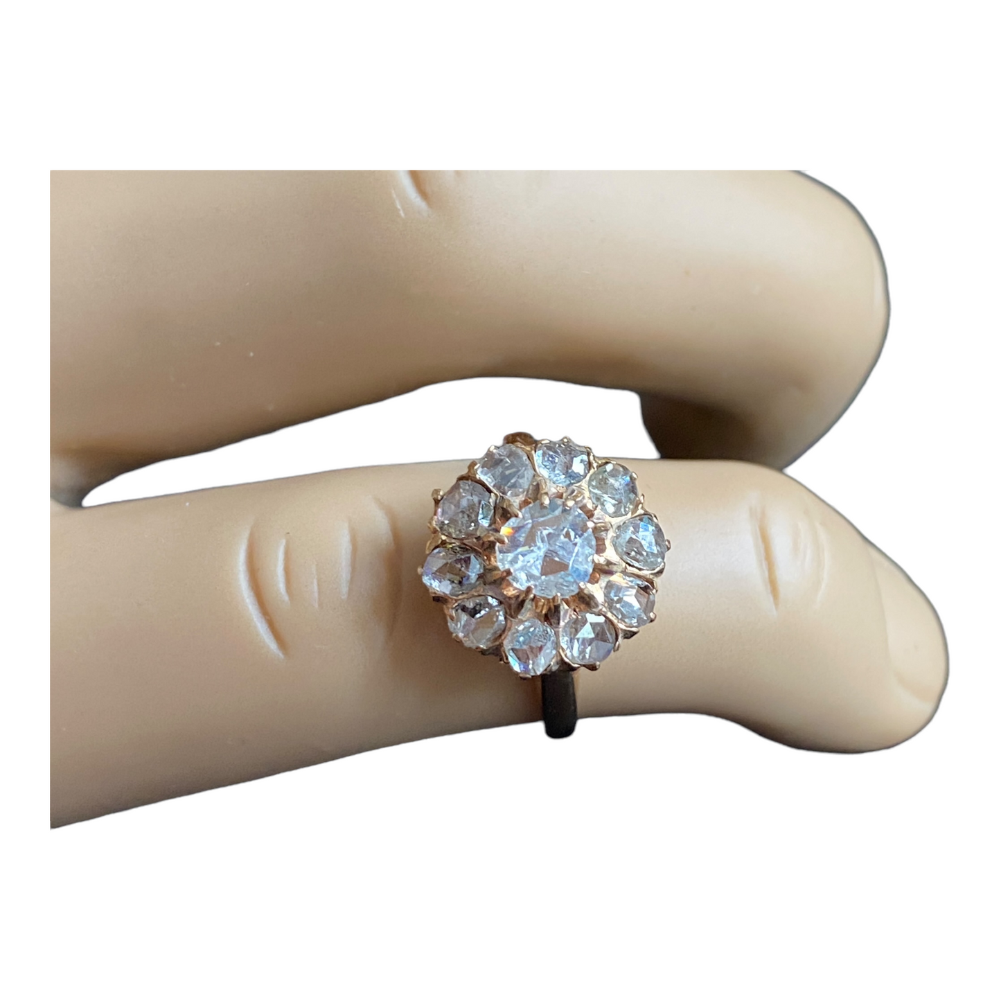 #4867  14K Yellow Gold Rose Cut Diamond Ring size 5 3/8