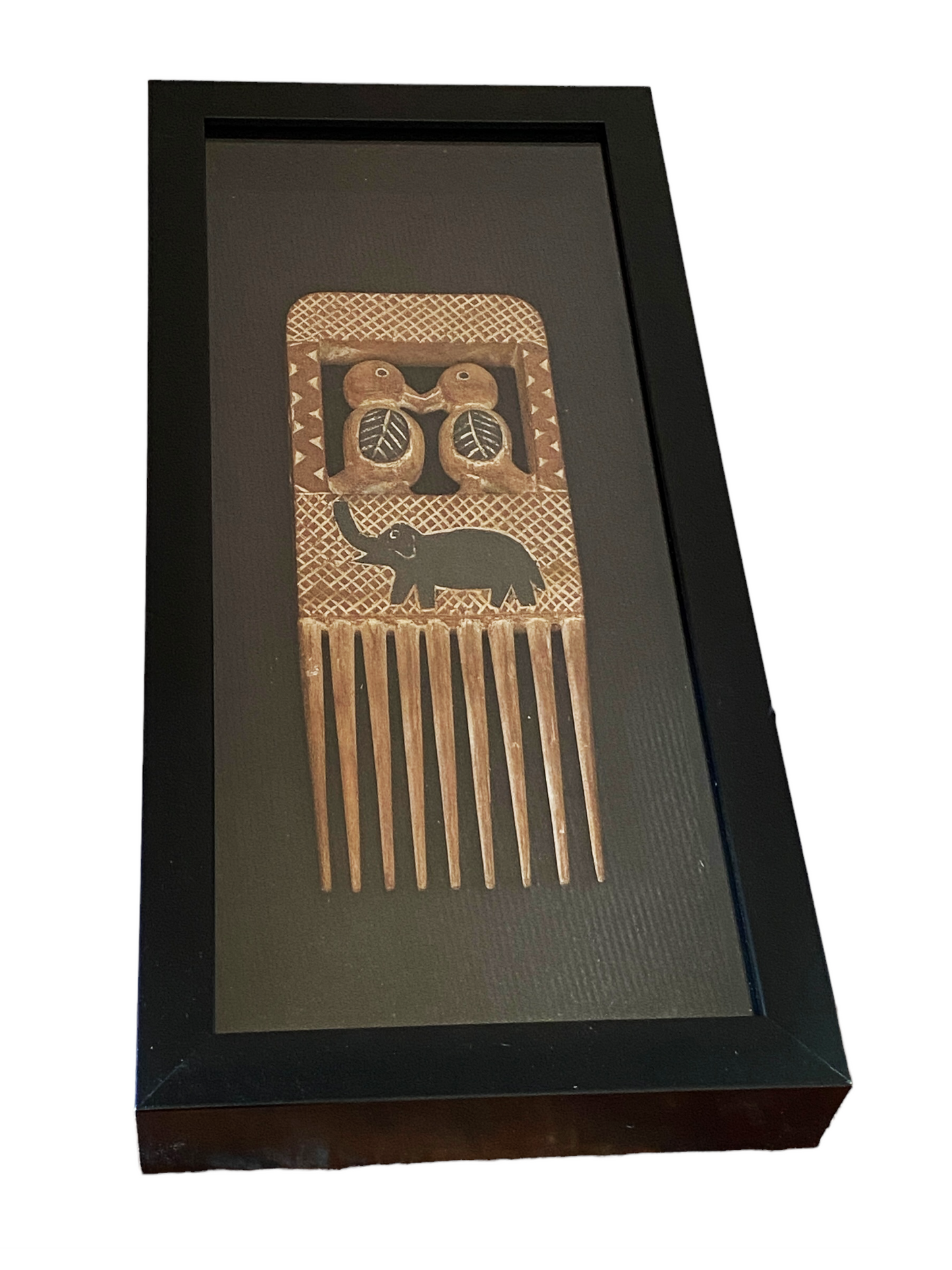 #4904 Superb   African Ashanti Ghana Marriage Comb 15" H Framed