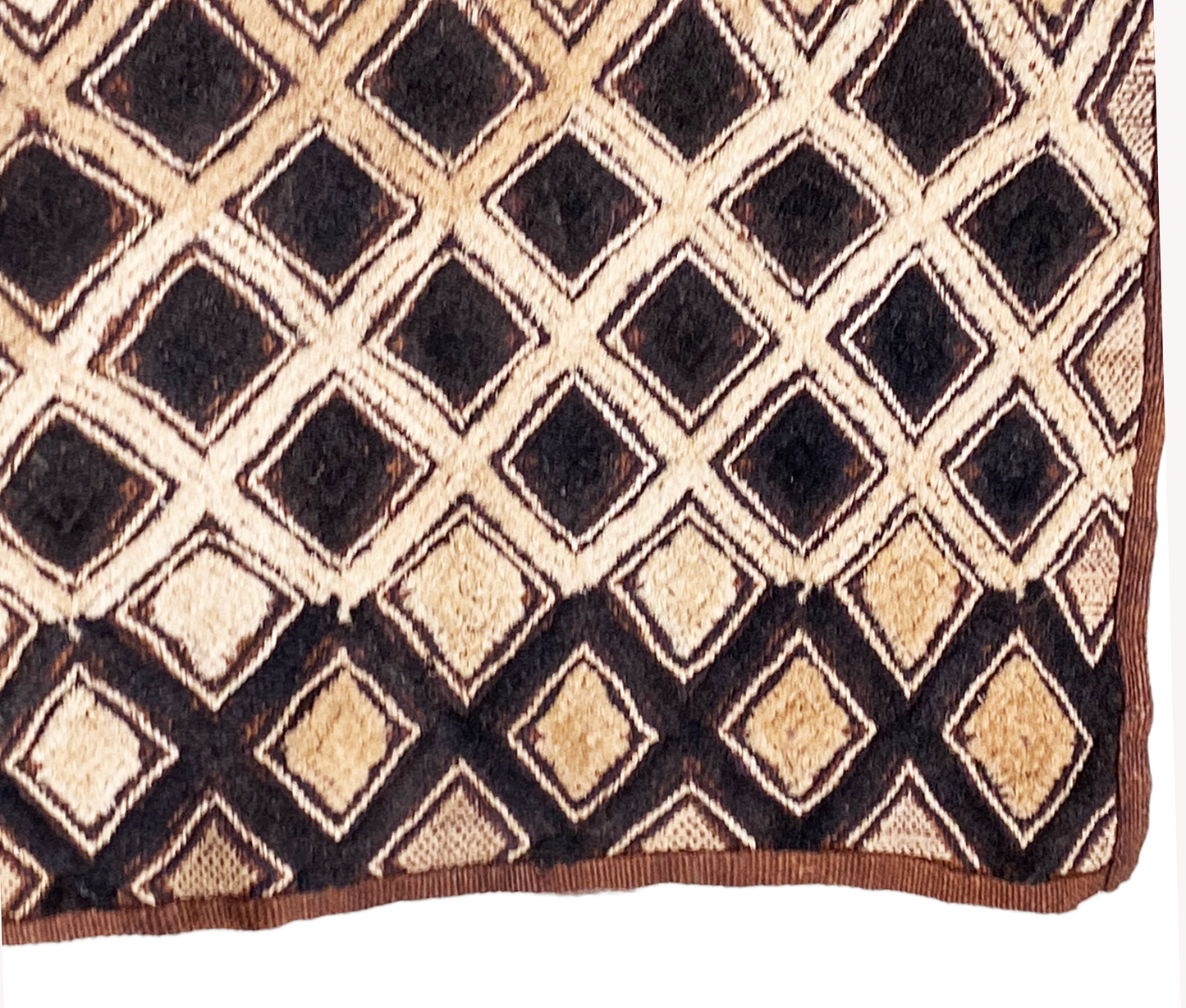 # 4916Superb African Kuba Kasai Velvet Raffia Textile Zaire 22 "by 23.5"