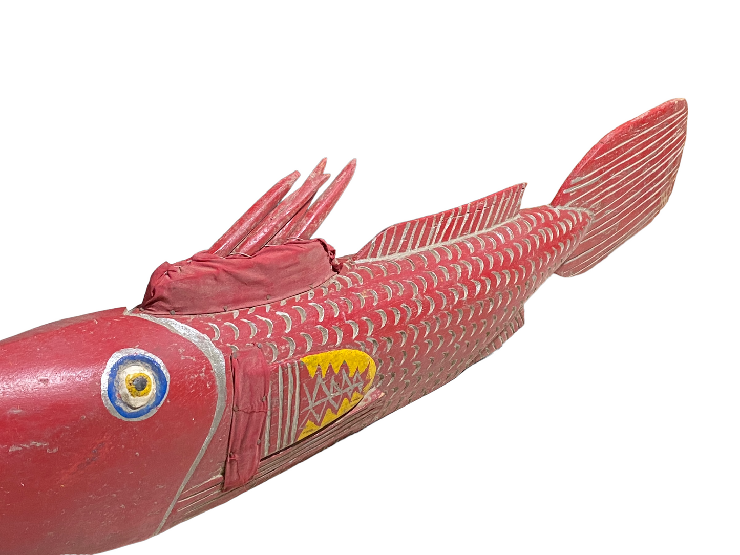 # 4938 African Wooden Fish Bozo Tribe Mali 44.5" W