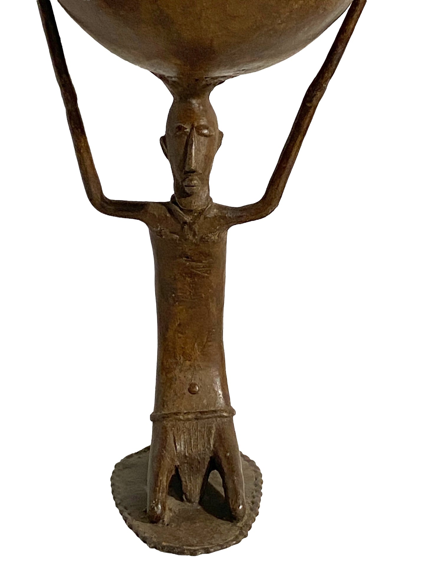 #5014 LG  African Dogon  Mali Ceremonial Bronze Bowl 27" H