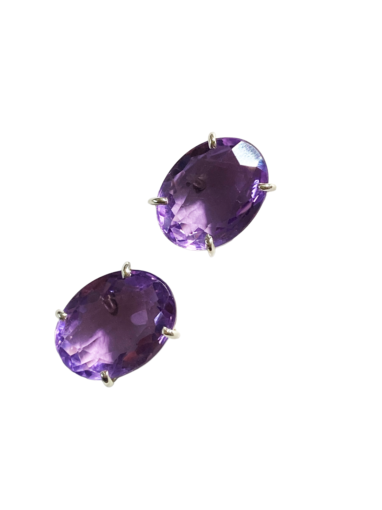 #5053 Custom Made Sterling silver Genuine Brazilian Amethyst Studs