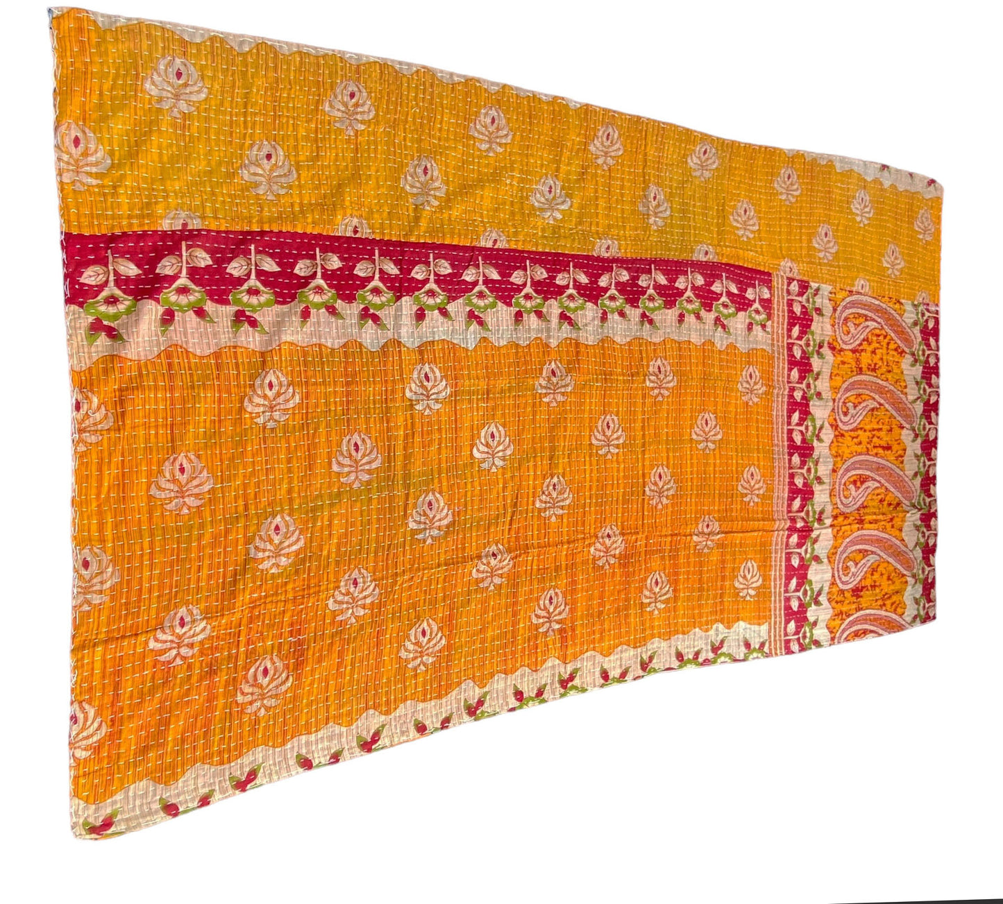 #5258 Vintage Indian CottonThrow Kantha Quilt 86" H