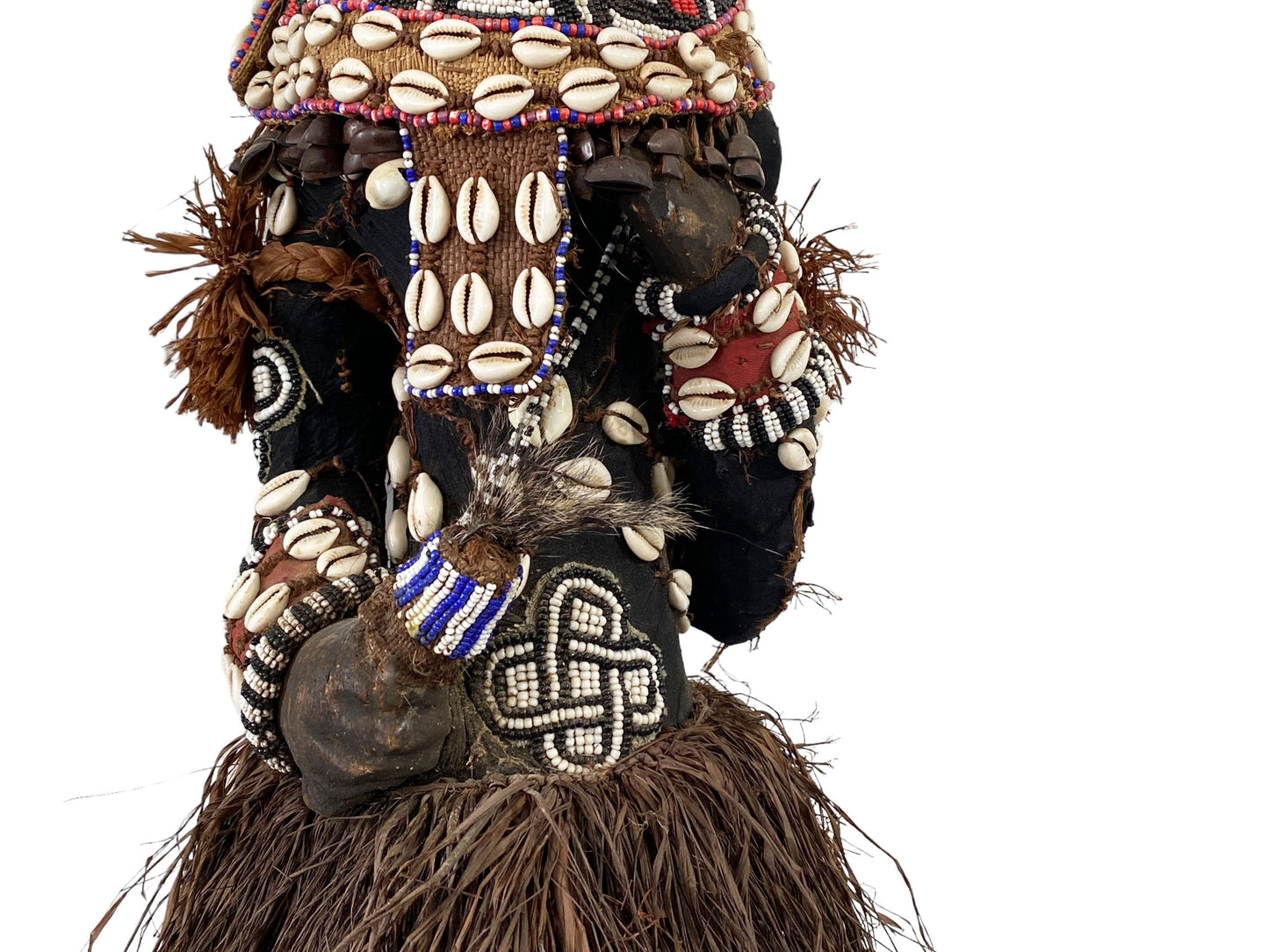 # 5469 Rare Royal Kuba Mukenga Beaded  Bird Dancing sculpture Congo Africa 32" H