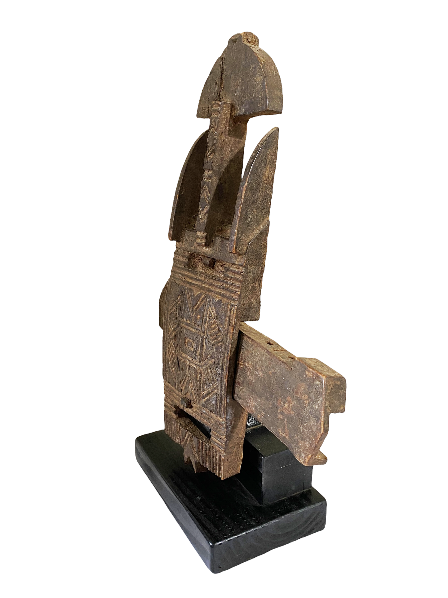 #1405 Rare Old African Dogon Door Lock On stand Mali 19.75" H