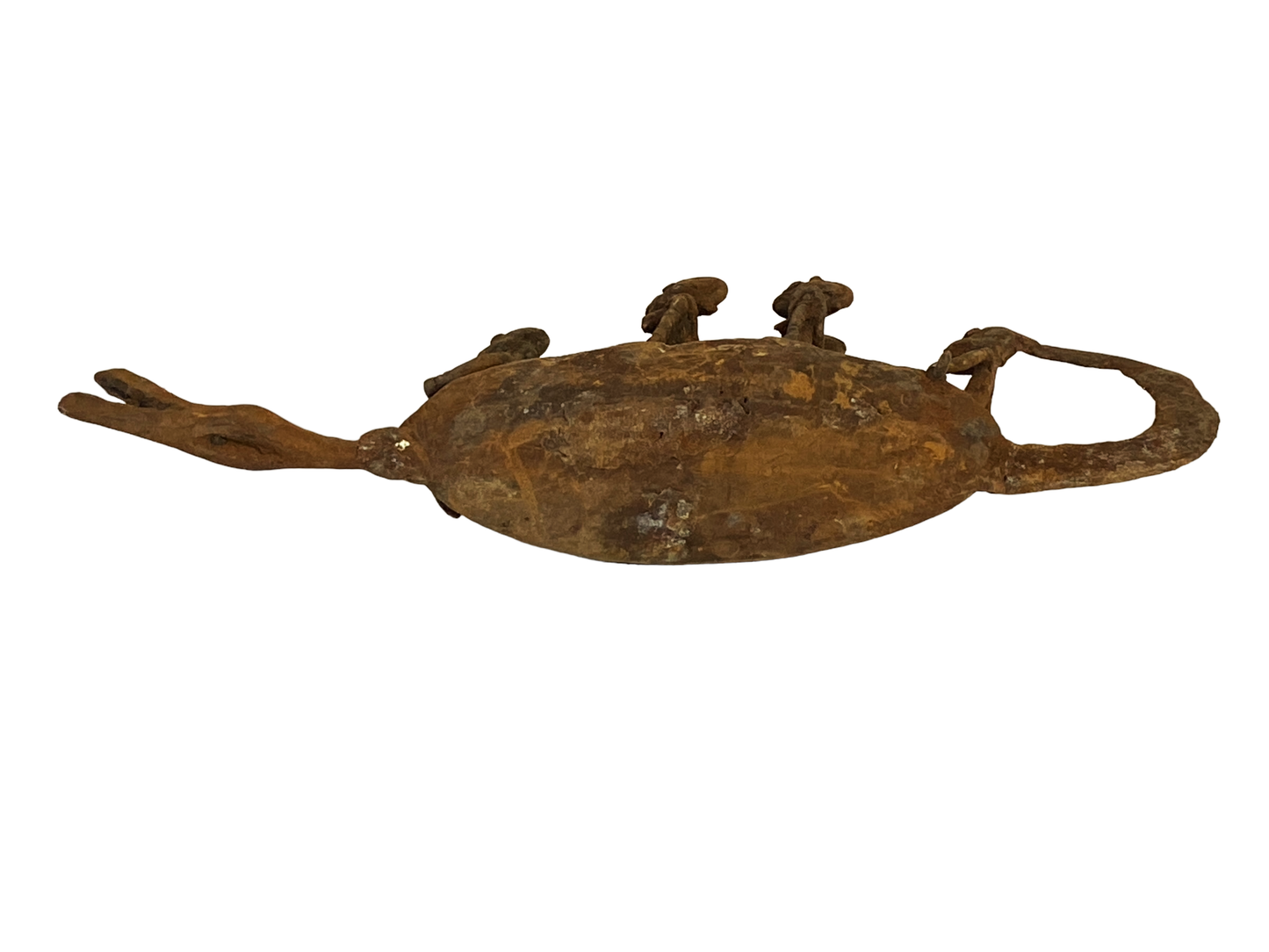 #4899 Large Dogon Bronze Pirogue Crocodile Boat W/ figures , Mali 15.5" W