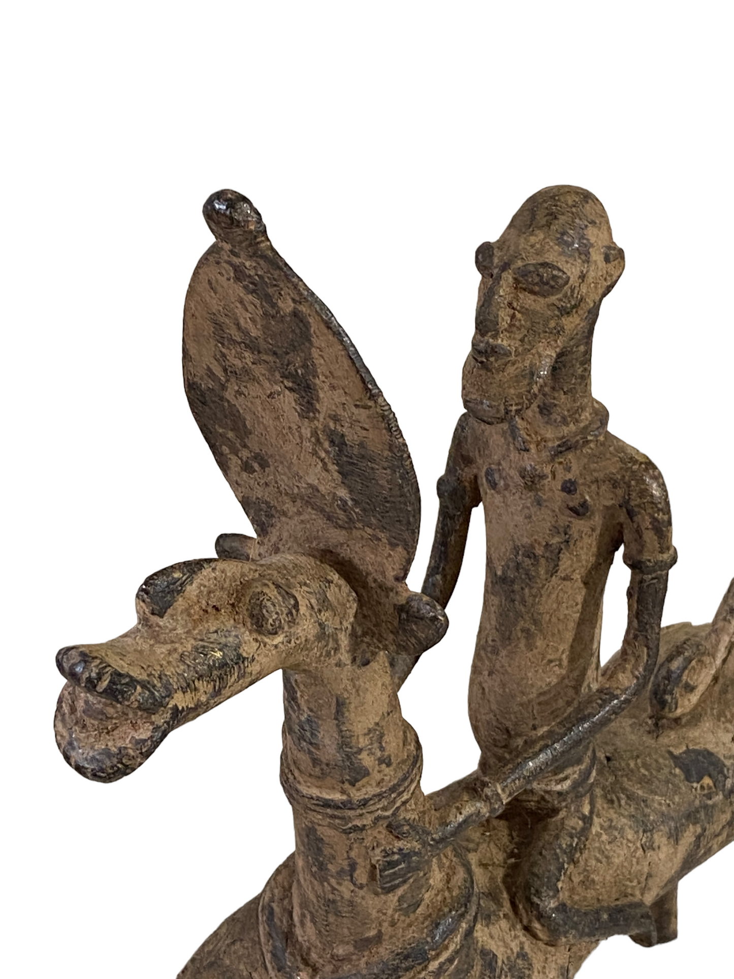 #4908 Superb African Nobility  Dogon Bronze Horseman  12" H by 11.5"W