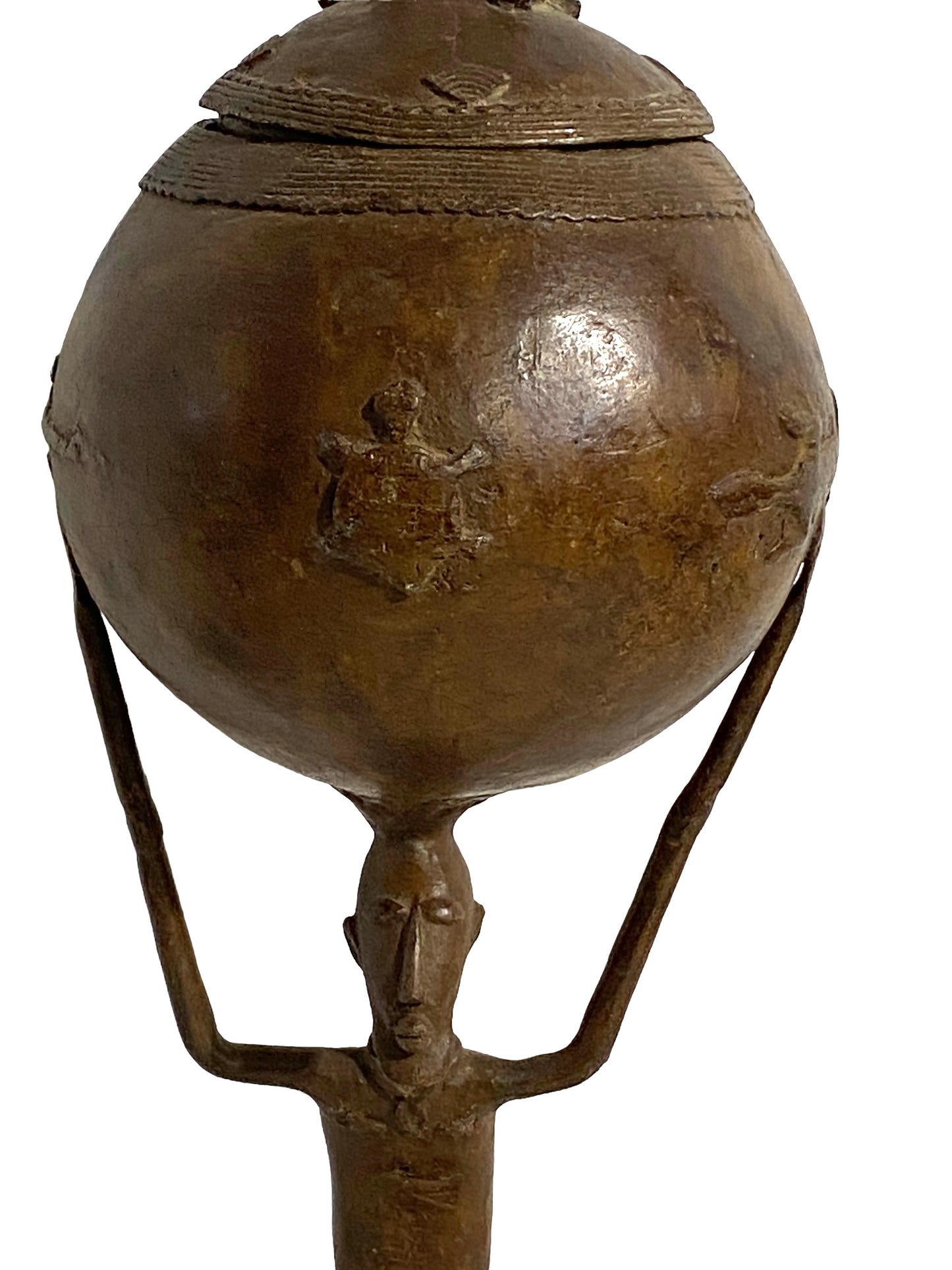 #5014 LG  African Dogon  Mali Ceremonial Bronze Bowl 27" H