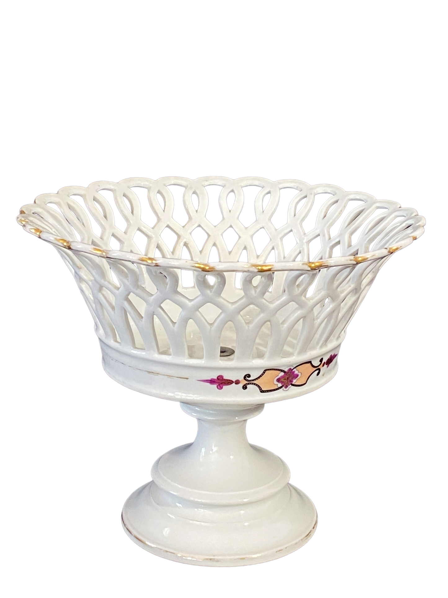 # 5040 Paris Porcelain and Parcel Gilt Reticulated Compote or Fruit Basket