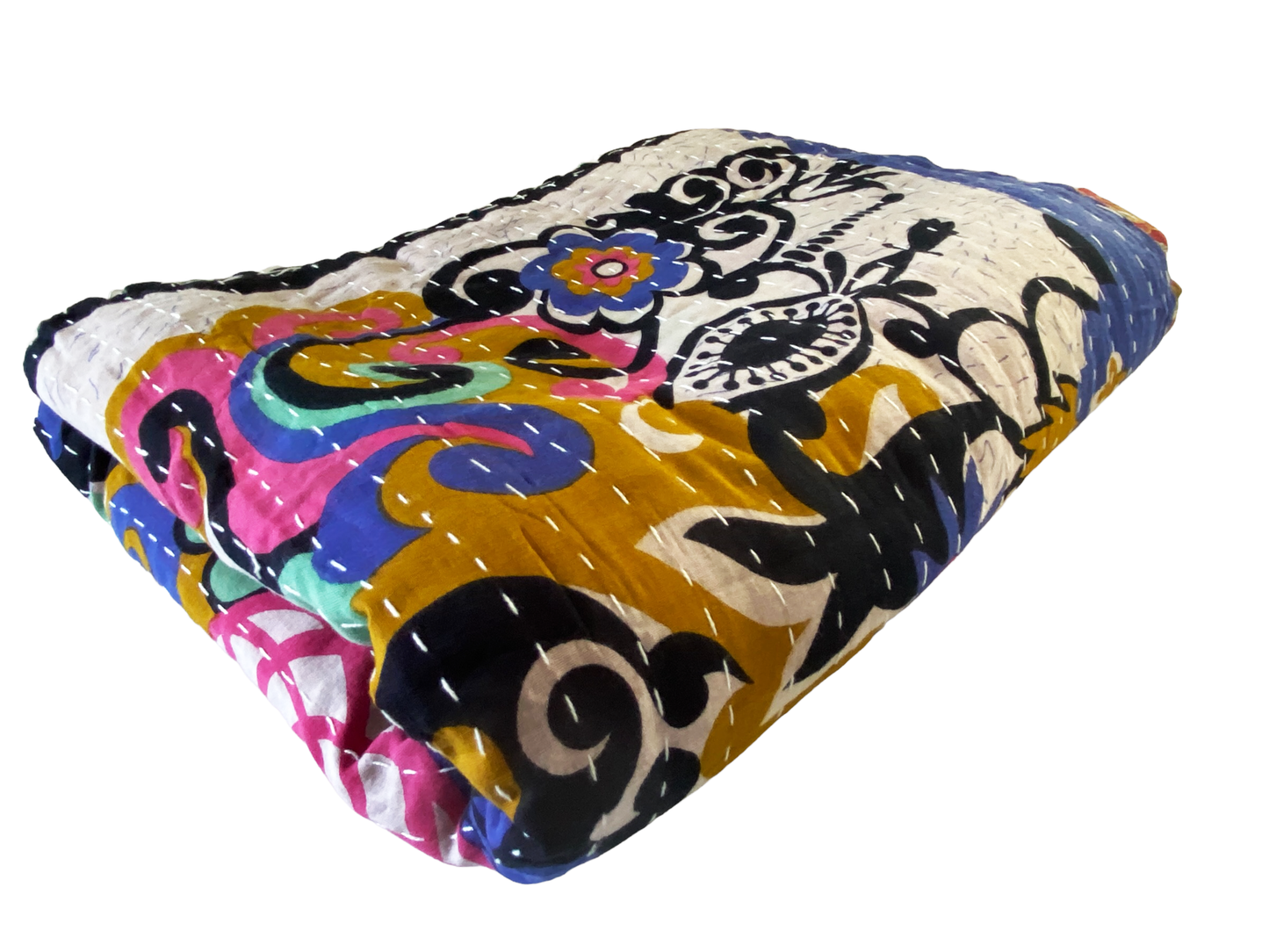 # 5195 Vintage Indian CottonThrow Kantha Quilt