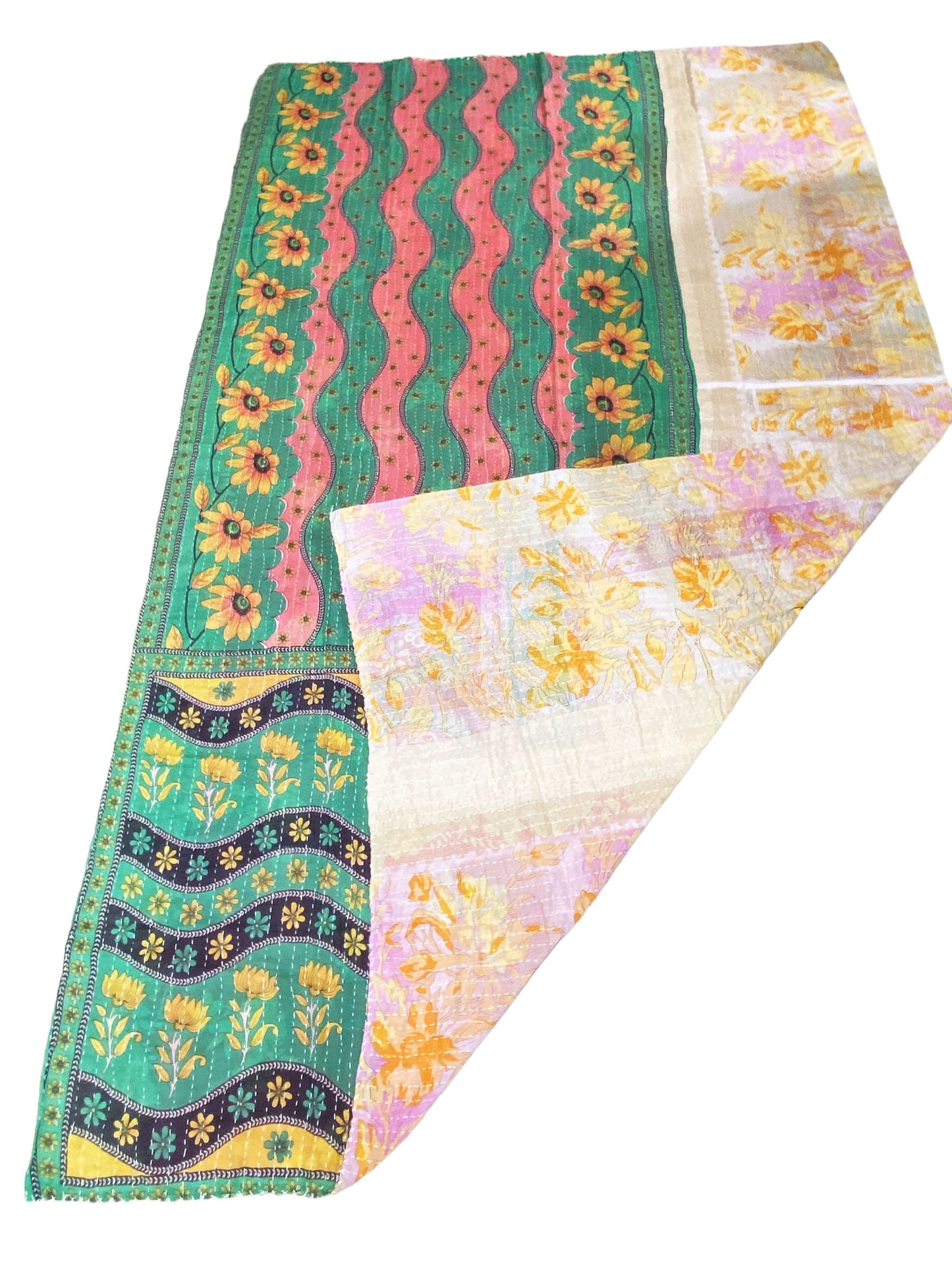 # 5324 Vintage Indian CottonThrow Kantha Quilt 89" by 56"