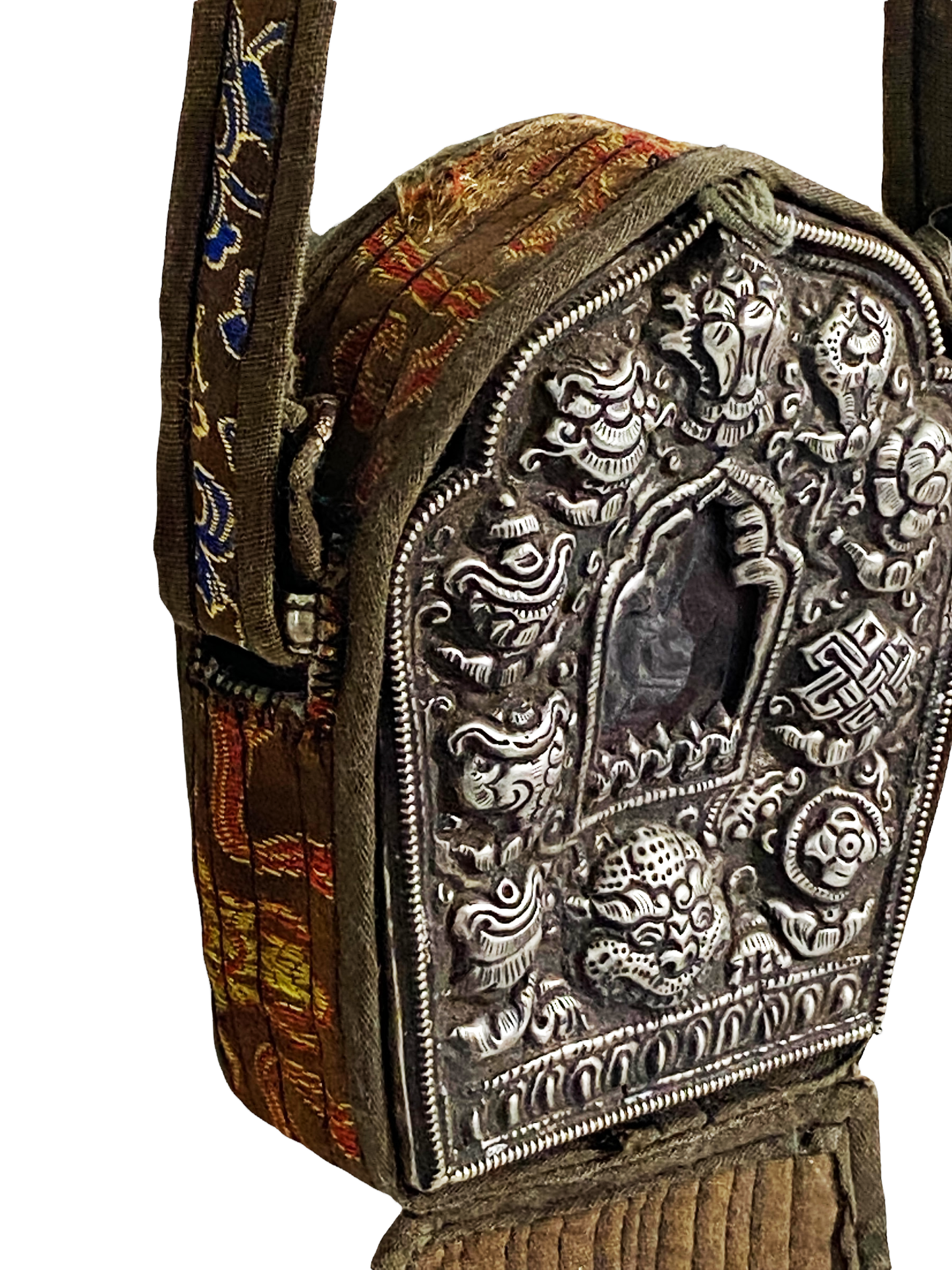 #4589 Vintage Tibetan Buddhist Ghau Traveling Prayer Bag