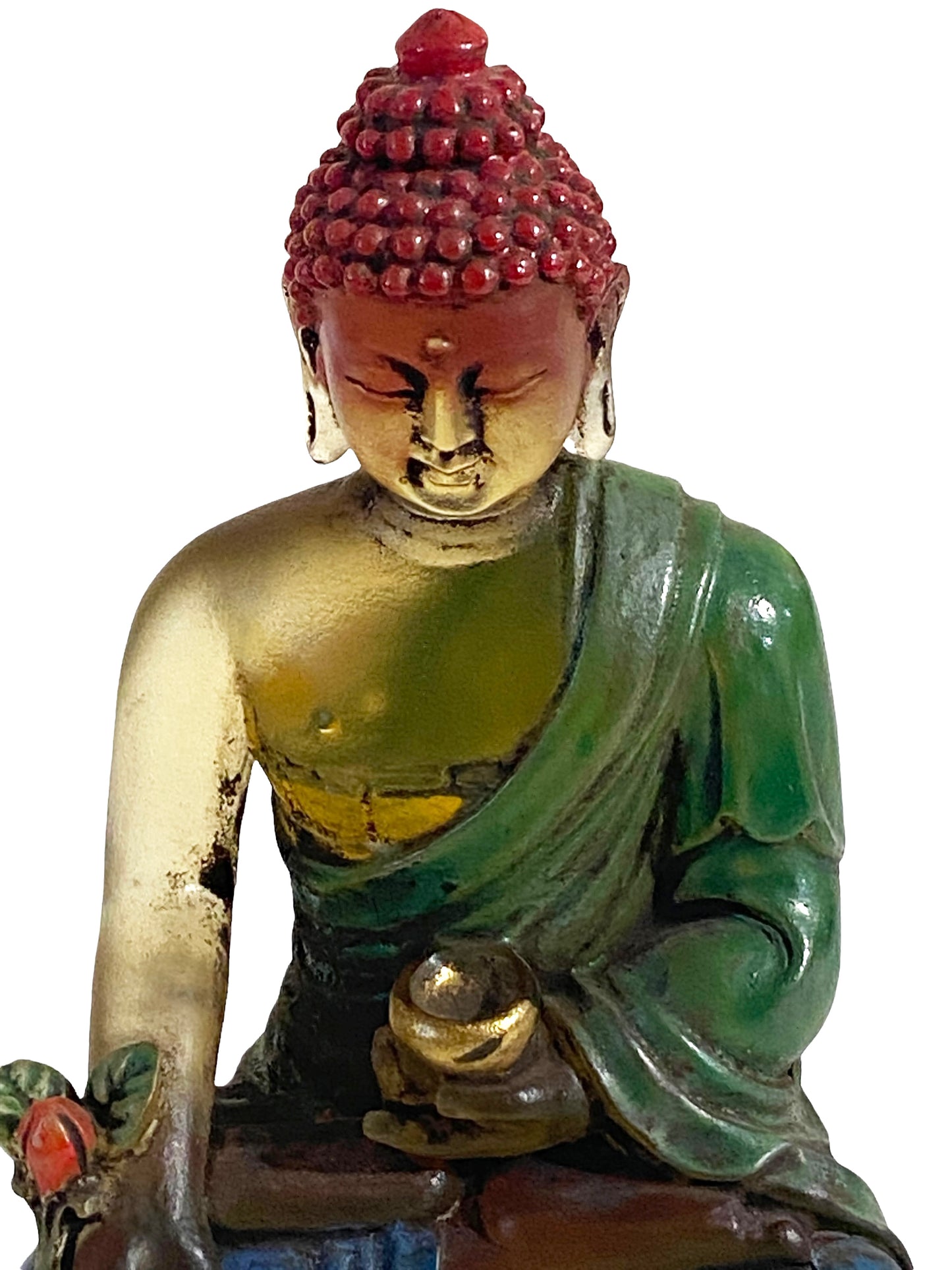 #4616 Chinoiserie Peking Overlay Carved Glass Siddhartha Gautama Buddha 4.5" H