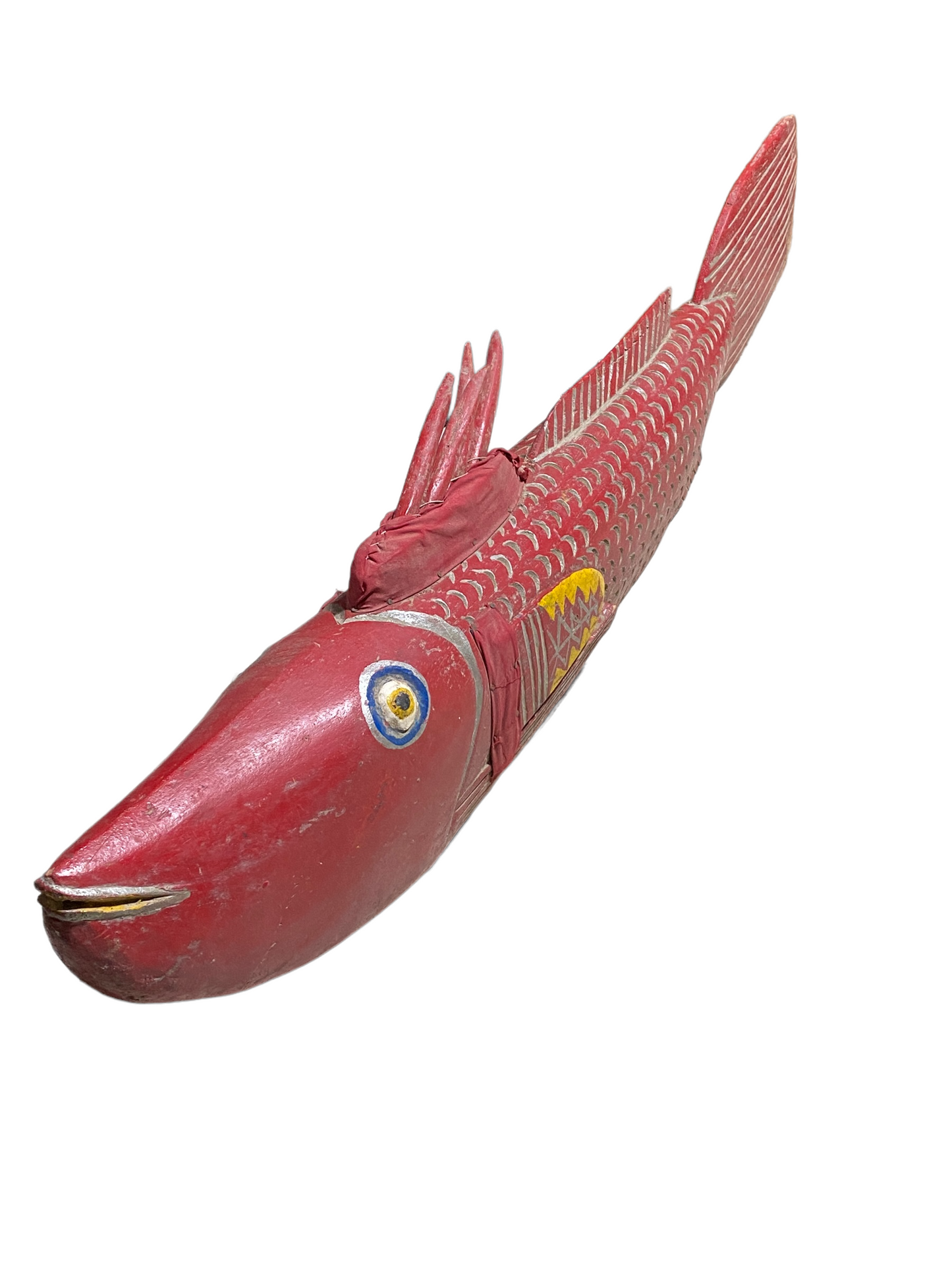 # 4938 African Wooden Fish Bozo Tribe Mali 44.5" W