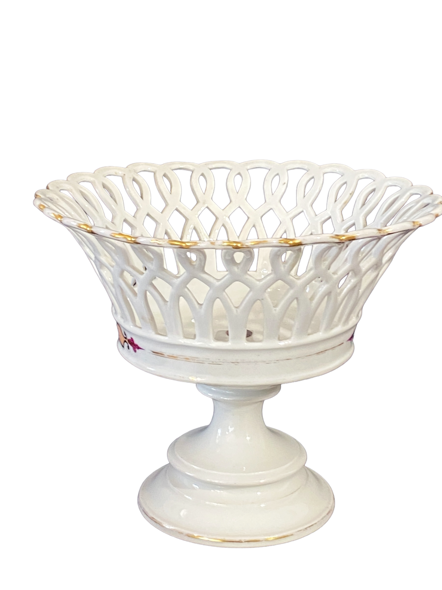# 5040 Paris Porcelain and Parcel Gilt Reticulated Compote or Fruit Basket