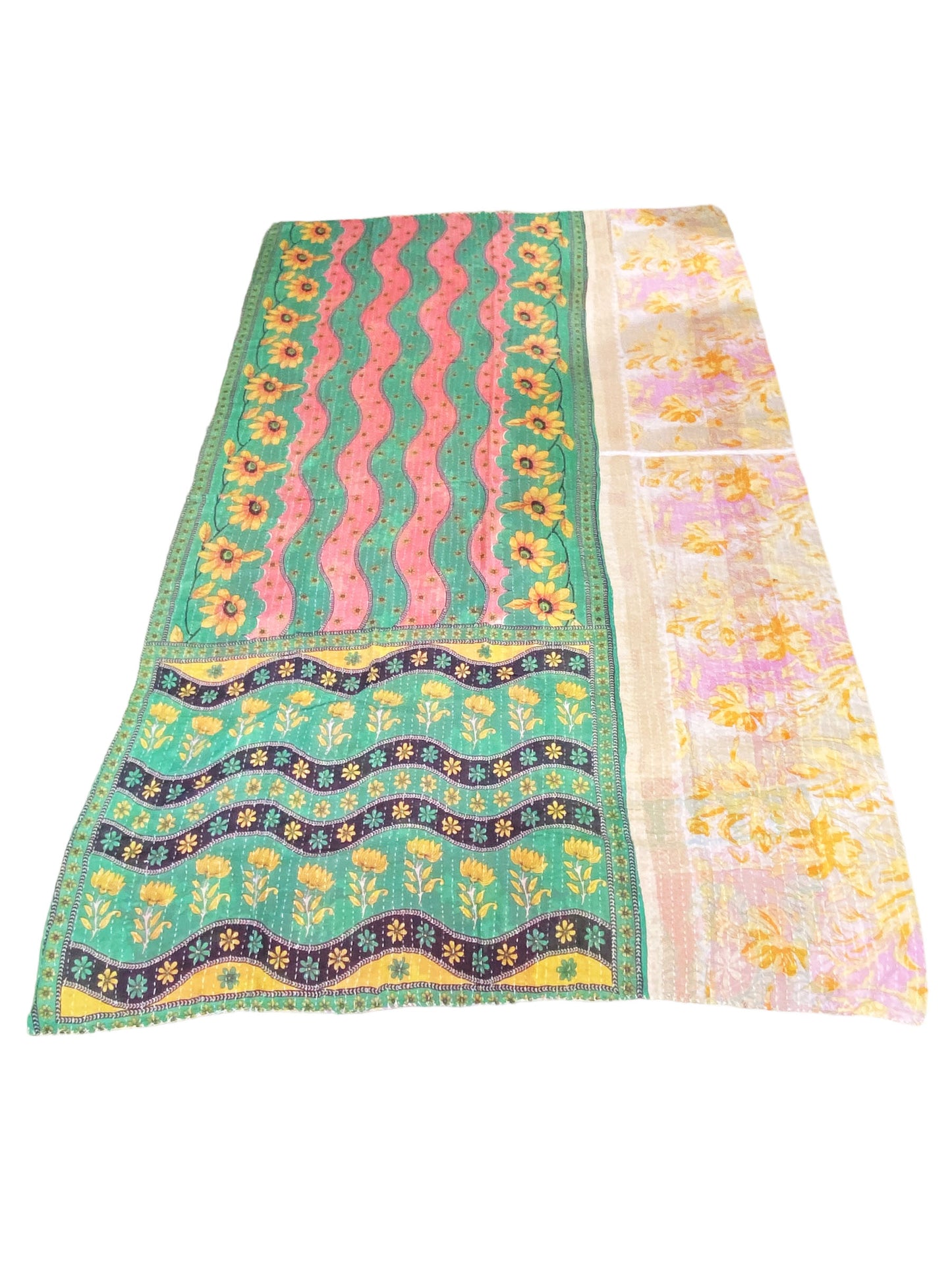 # 5324 Vintage Indian CottonThrow Kantha Quilt 89" by 56"