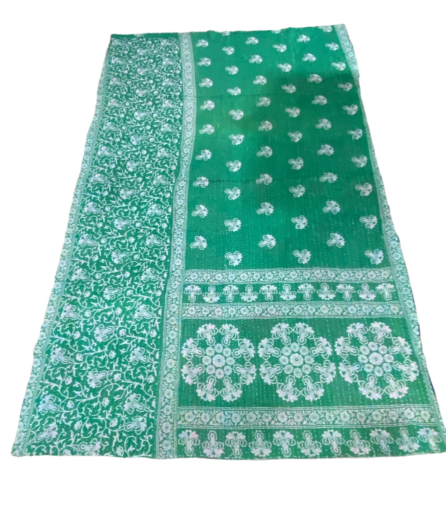 #5331 Vintage Indian CottonThrow Kantha Quilt 87" by 55" w