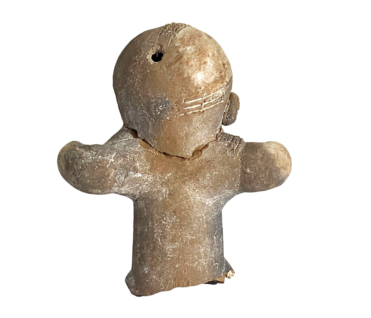#4611 Rare Pre-Columbian - Jama Coaque Male Figure W/Helmet