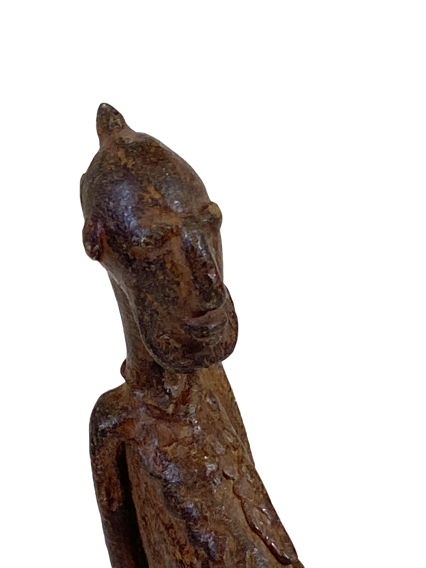 # 4814 African Old Dogon Bronze Figure of a Seating Male Mali 5" h