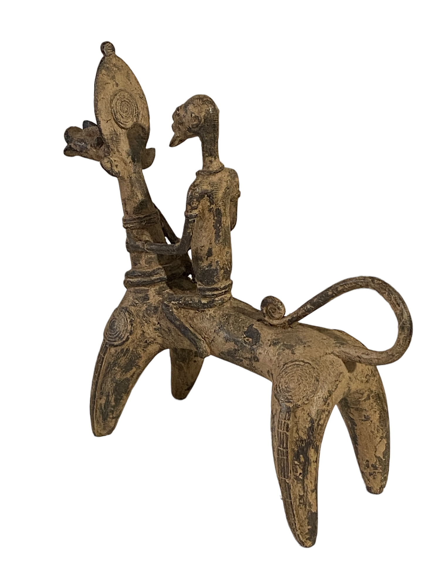 #4908 Superb African Nobility  Dogon Bronze Horseman  12" H by 11.5"W
