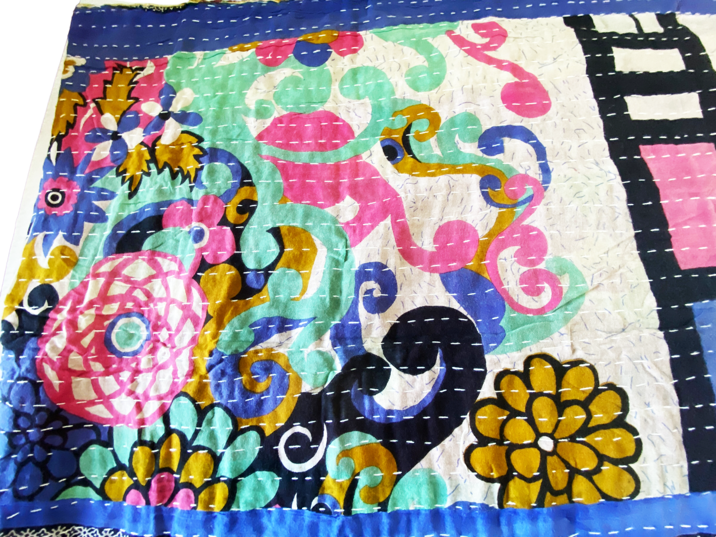 # 5195 Vintage Indian CottonThrow Kantha Quilt