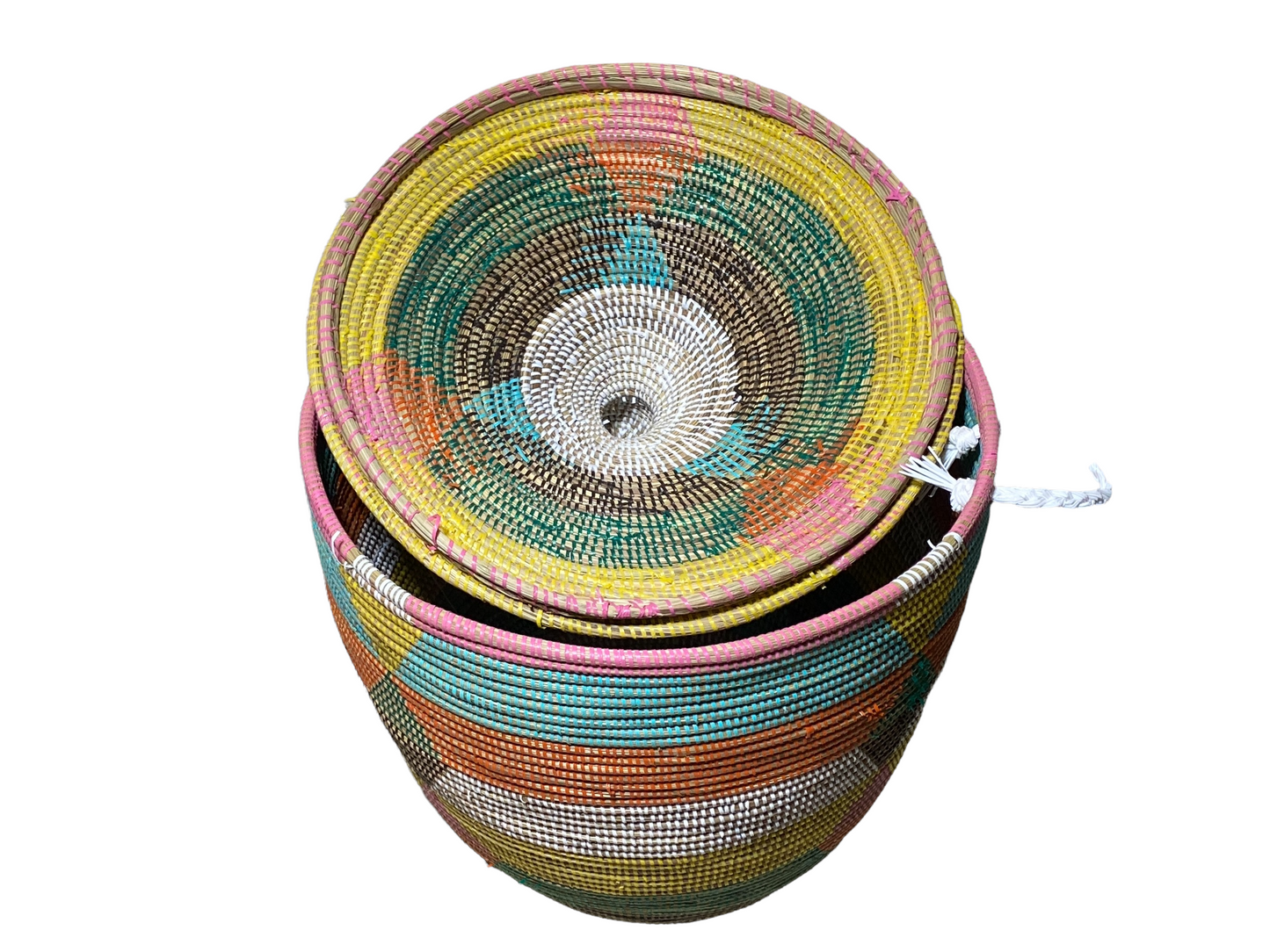 #4584 Lg Basket with Lid Senegal West Africa 27" H