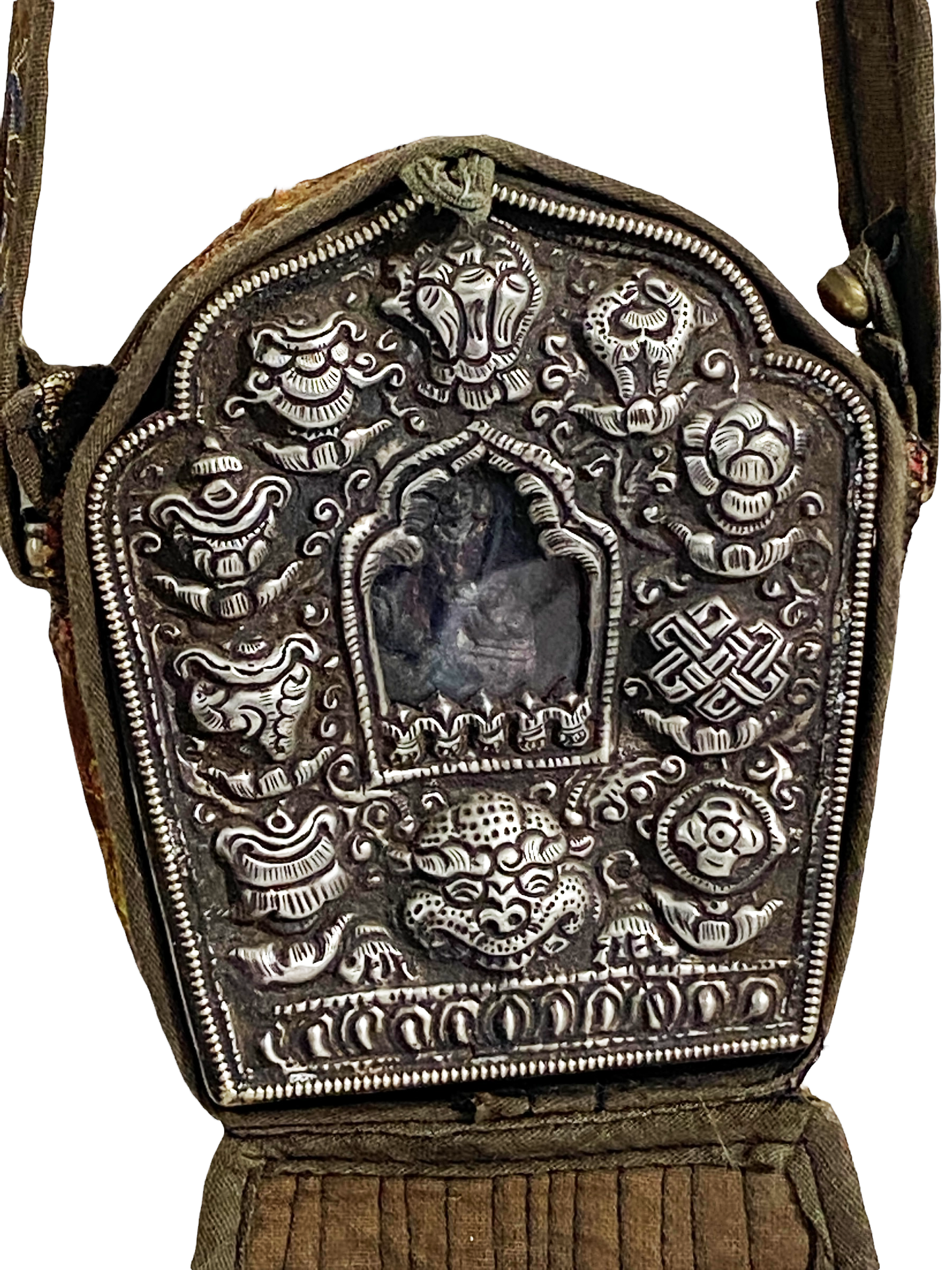 #4589 Vintage Tibetan Buddhist Ghau Traveling Prayer Bag